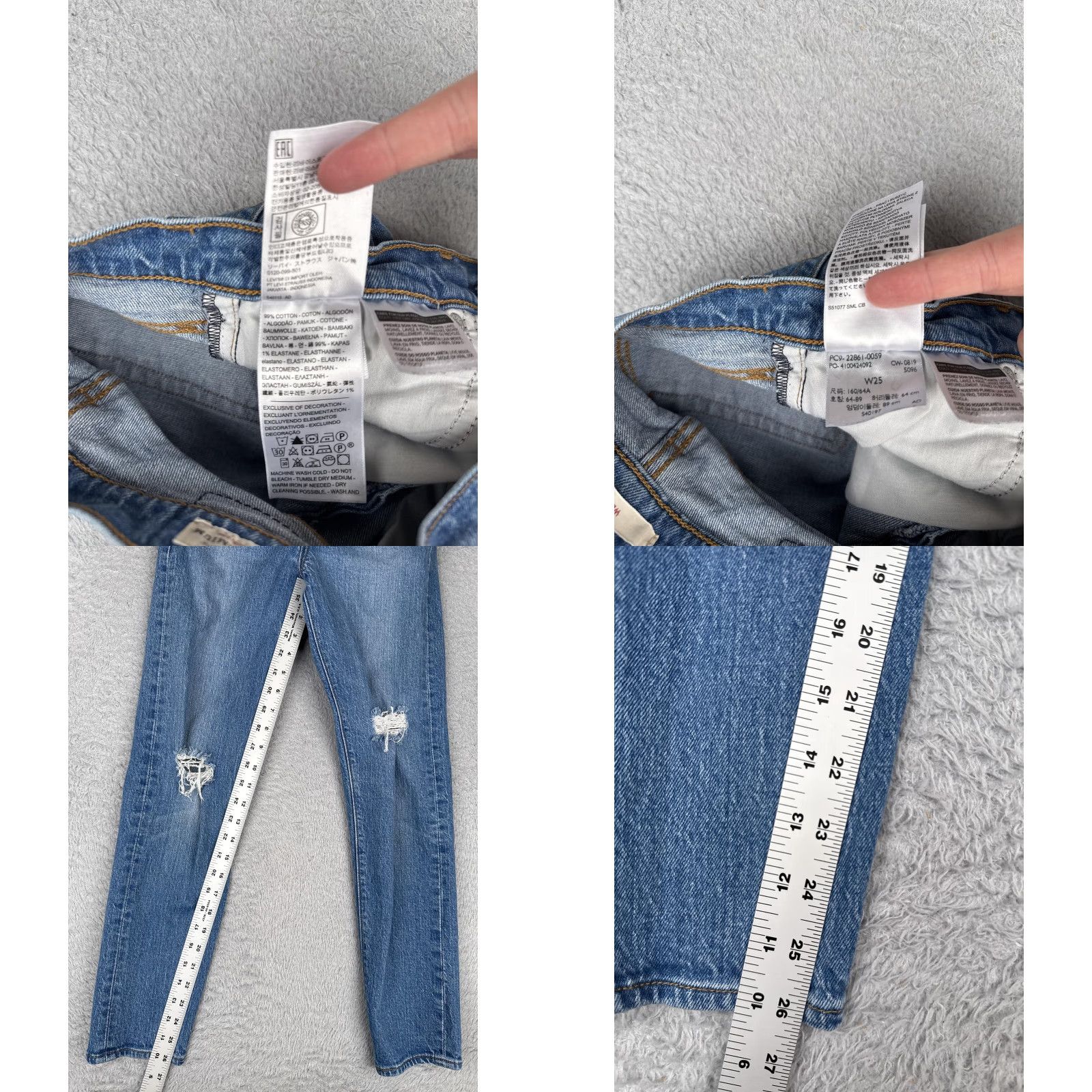 Levi's VINTAGE Levis Jeans Womens 25 Blue Wedgie High Rise Button Fly Distressed Ankle - Levi's Wedgie Fit 90s Retro Womens Jeans Size 42" / US 20 - 8 Thumbnail