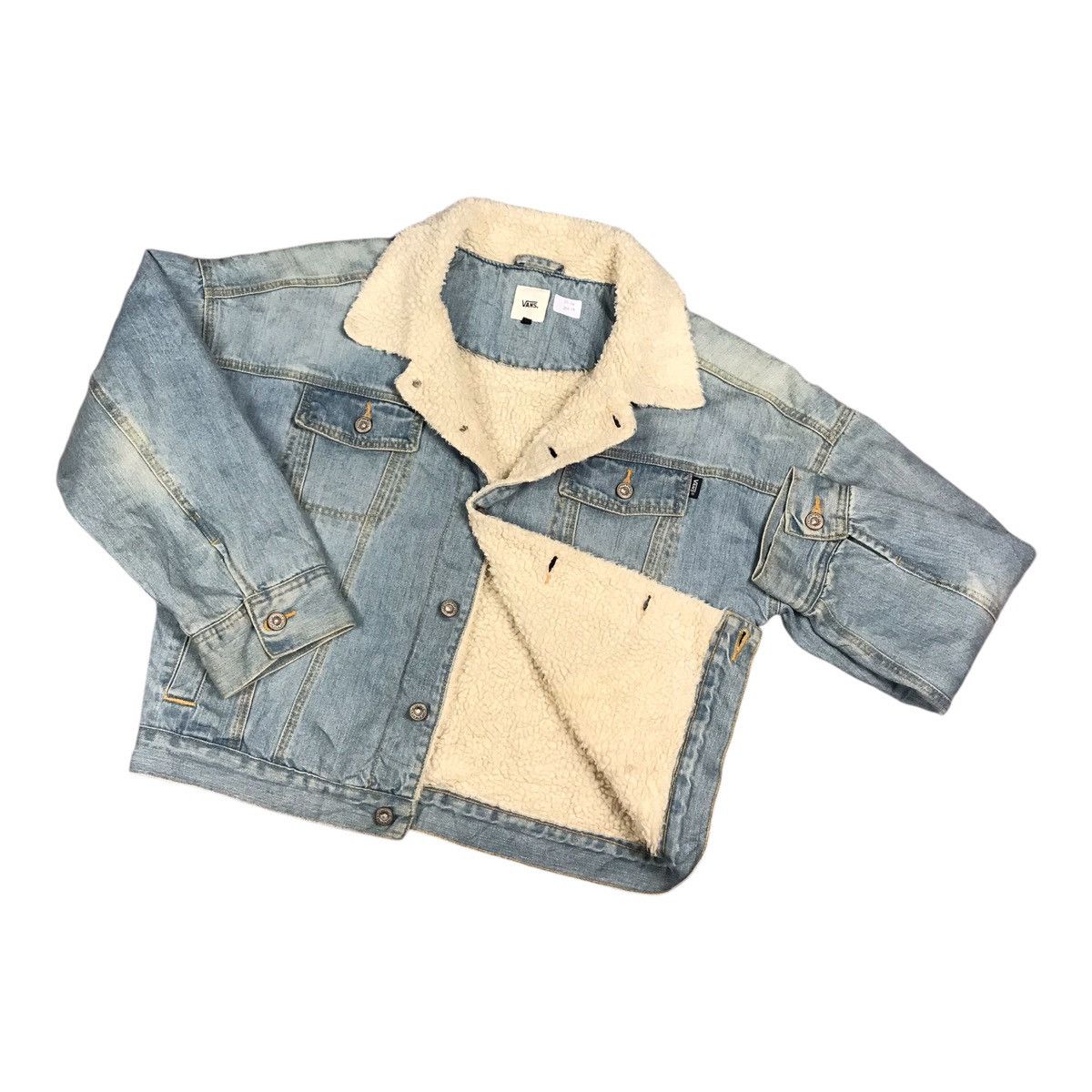 Vans VANS STREET WEAR DENIM BUTTON SHERPA CROPPED JACKET Size US M / EU 48-50 / 2 - 1 Thumbnail