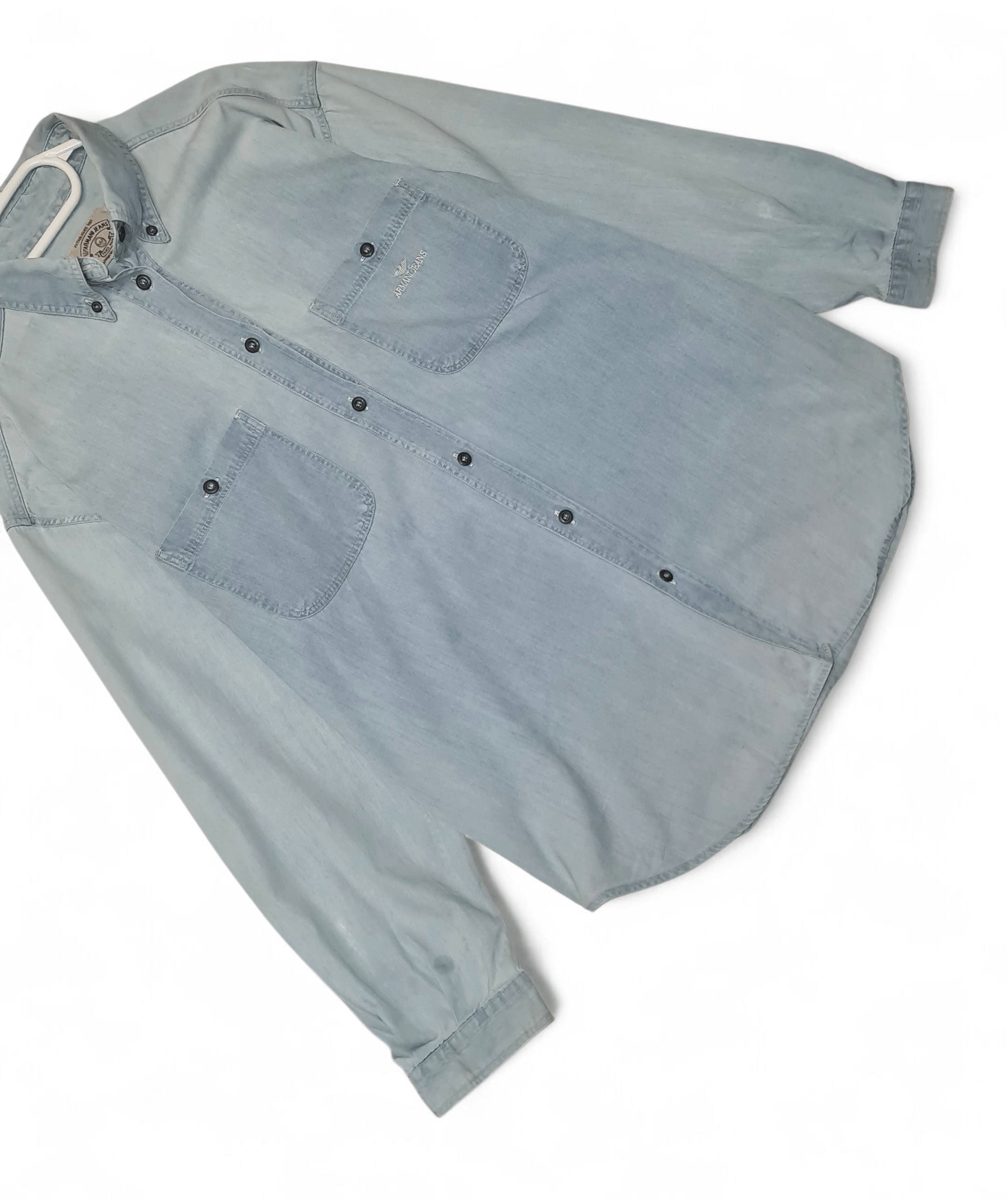 Armani Armani 90s Vintage Y2K Blue Shirt tee Size US L / EU 52-54 / 3 - 2 Thumbnail