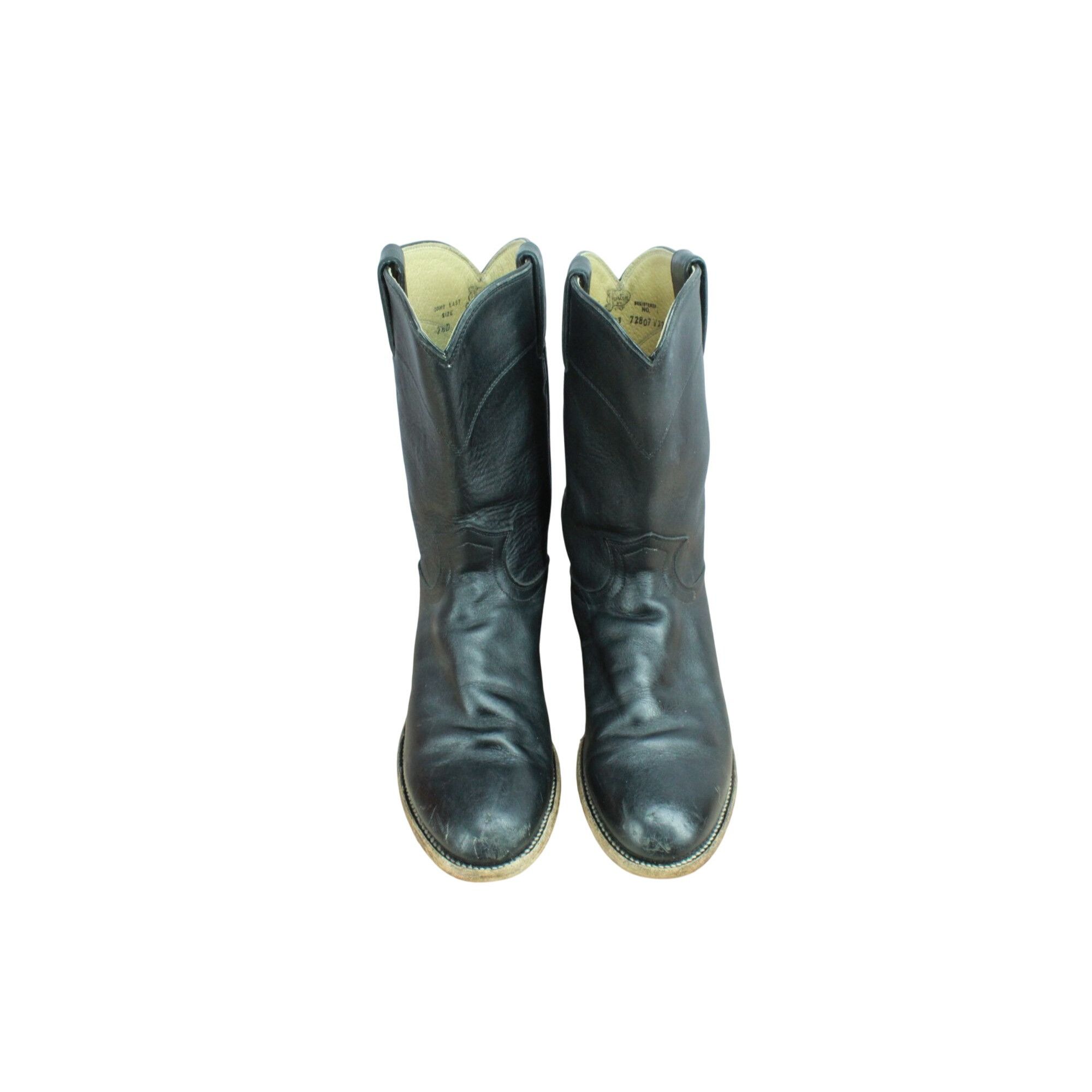 Justin × Leather Justin Men's Kipskin Leather Cowboy Western Boots Size 7.5 D Size US 7.5 / EU 40-41 - 4 Thumbnail