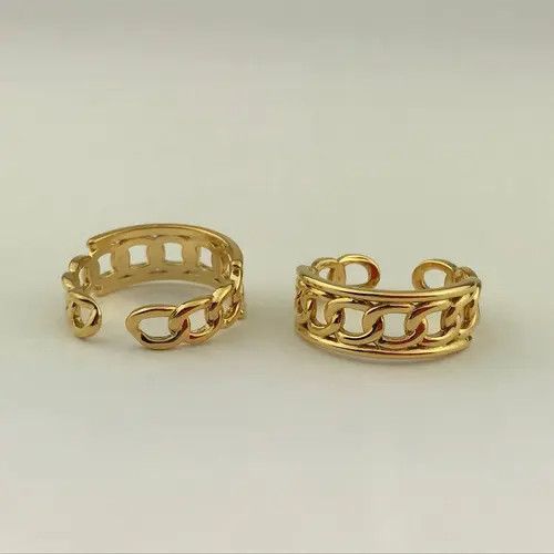 Ring Of Fire Gold Plated Adjustable Brass Linked Up Chain Ring Size ONE SIZE - 3 Thumbnail