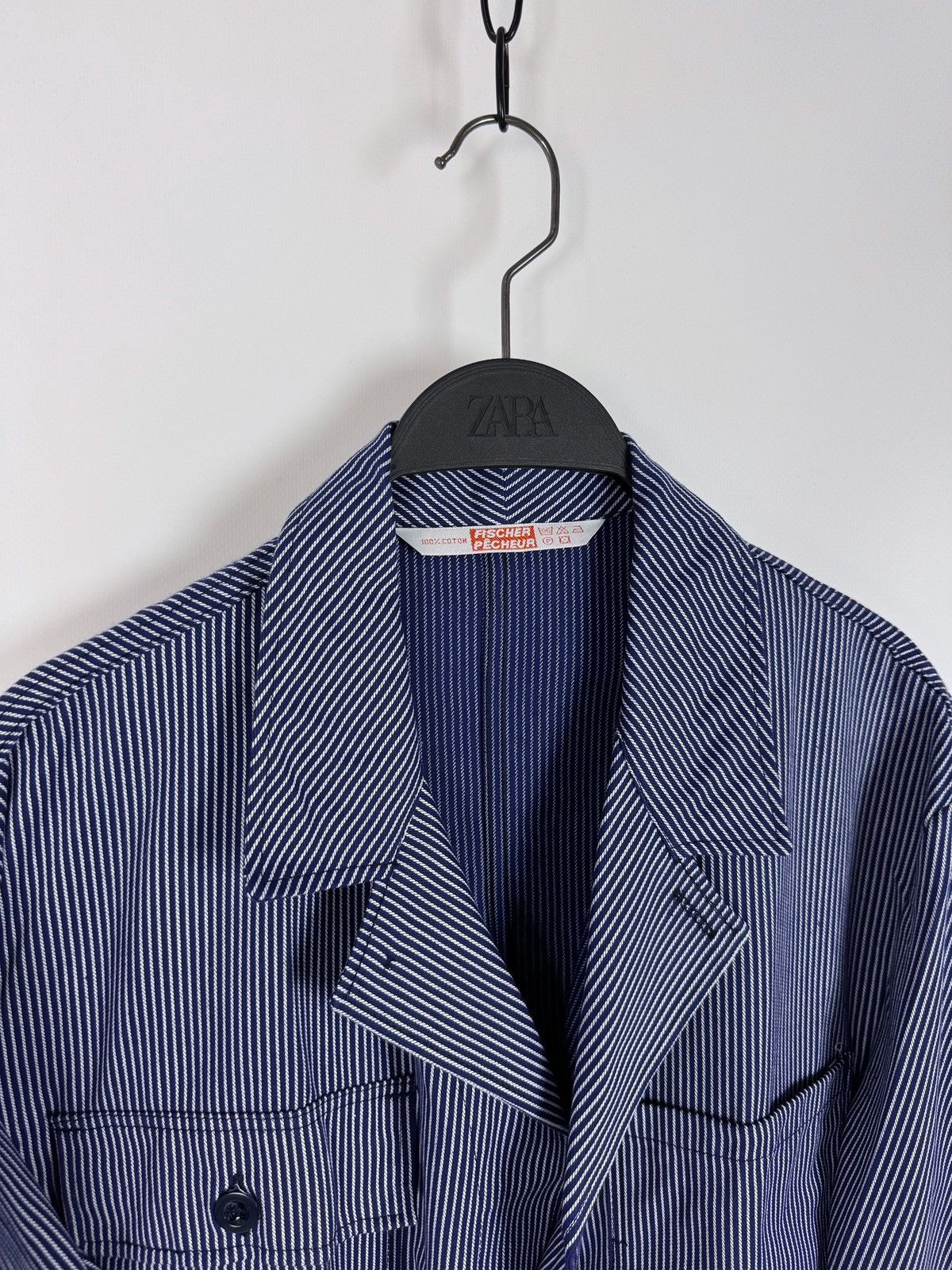 Vintage 80’s Vintage Fischer French Chore Striped Work Jacket Size US L / EU 52-54 / 3 - 5 Thumbnail