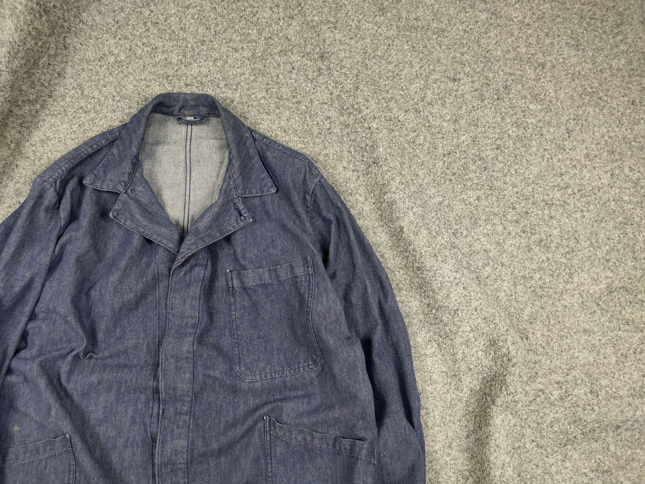 Vintage Vintage 70's Lutteurs Denim French Work Blue Sanfor Jacket Size US L / EU 52-54 / 3 - 2 Thumbnail