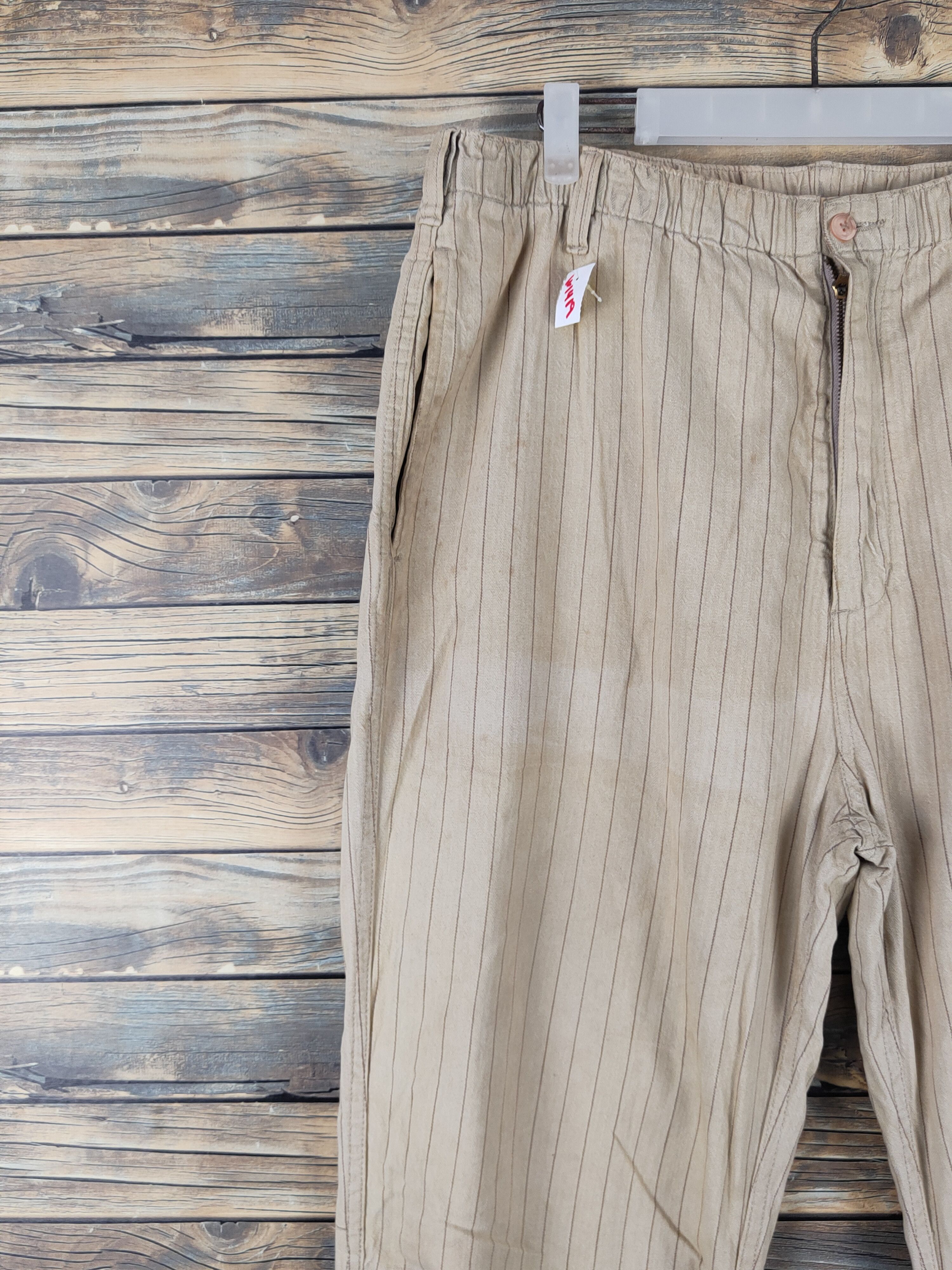 Japanese Brand × Vintage Thunder Storm Light Brown stripe vintage Casual Pants #W1419 Size US 37 - 3 Thumbnail