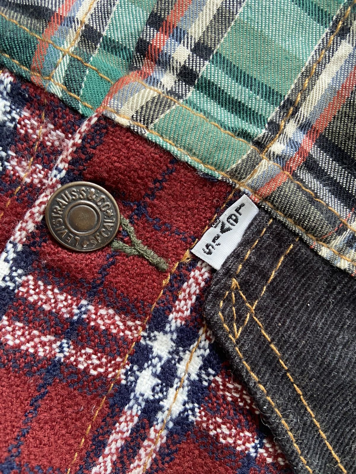 Levi's × Levi's Made & Crafted Vintage Levis Rebuild Patchwork Plaid Trucker Jacket Size US M / EU 48-50 / 2 - 6 Thumbnail