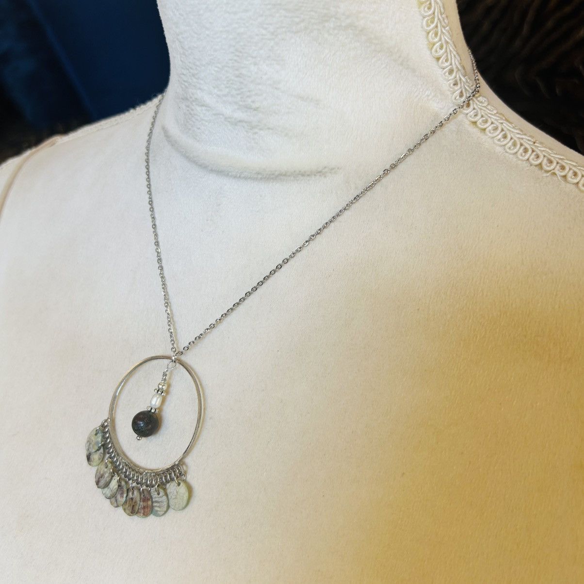 Handmade Handcrafted beaded medallion pendant on chain necklace Size ONE SIZE - 3 Thumbnail