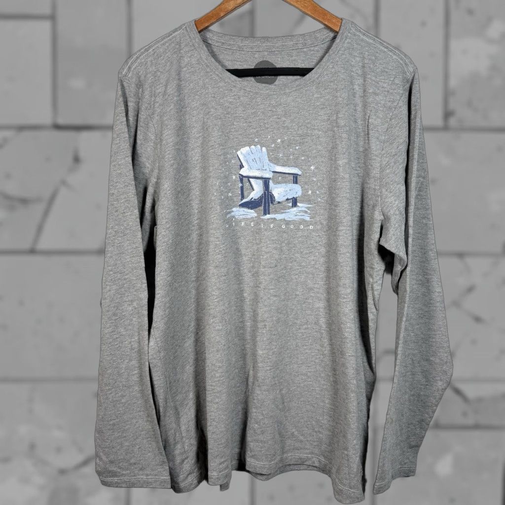 Life is Good Life is Good Shirt Adult XL Gray Graphic Long Sleeve Mens Size US XL / EU 56 / 4 - 1 Thumbnail