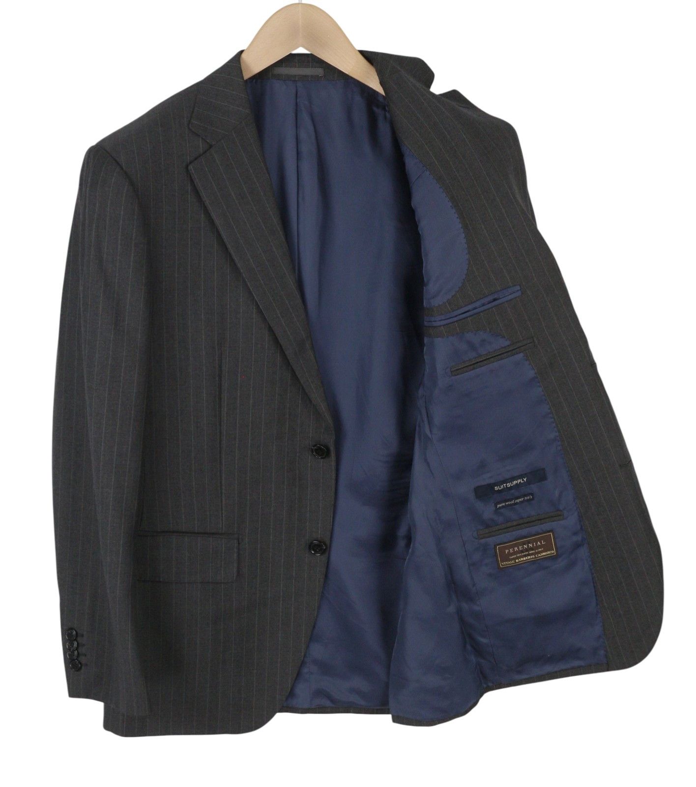 Suitsupply NAPOLI UK38R Grey Wool Pinstriped Blazer 89054 Size 38R - 4 Thumbnail