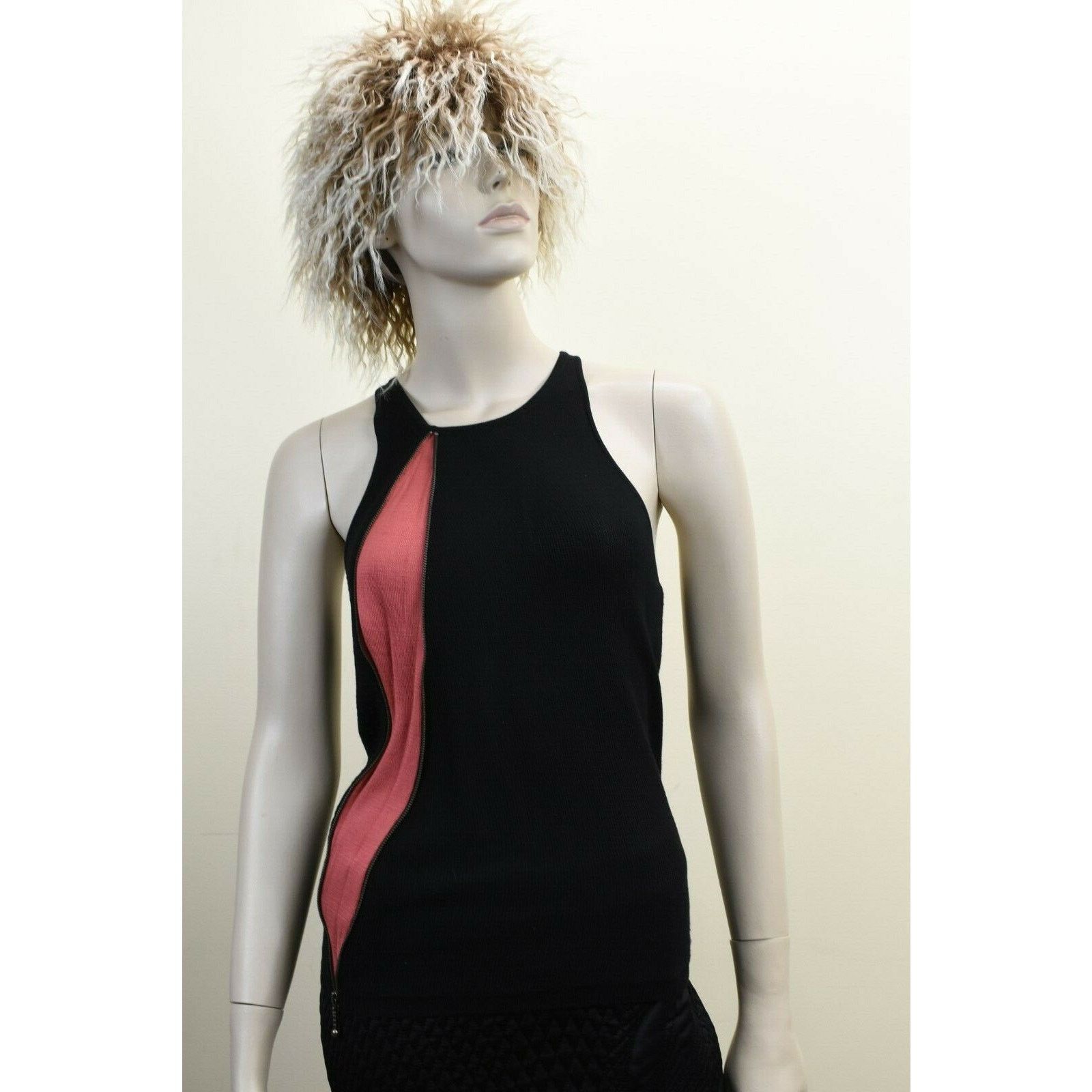Balenciaga BALENCIAGA KNITS BLACK RED SILK KNIT 2X ZIP SLEEVELES TOP 36 Size S / US 4 / IT 40 - 1 Thumbnail