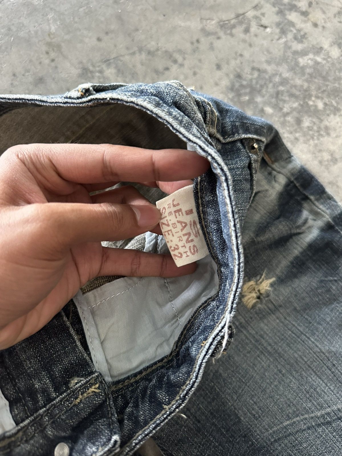 If Six Was Nine Y2K Japanese Whisker Wash Flared Jeans Size 33" - 7 Thumbnail