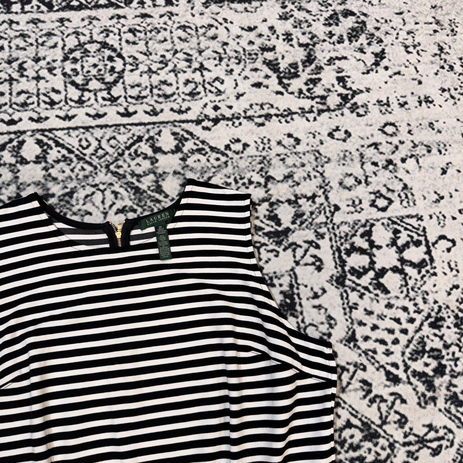 Ralph Lauren × Vintage Ralph Lauren White Black Viscose Striped Top Blouse Size 2XL Size US XXL / EU 58 / 5 - 5 Thumbnail