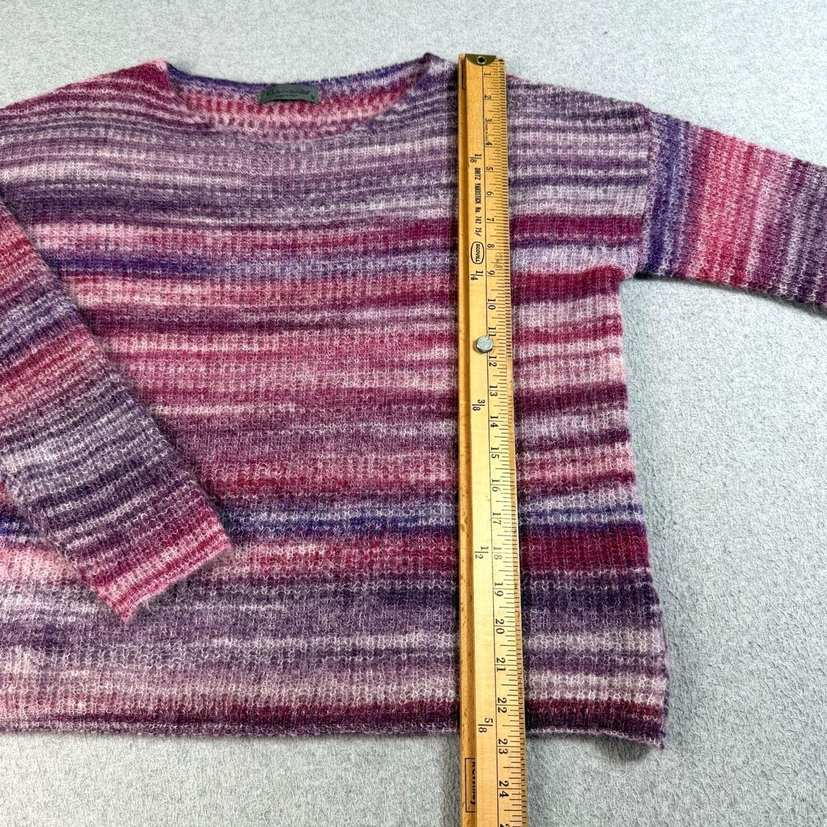 Vintage Elsamanda Sweater Women M Pink Wool Alpaca Mohair Italy Striped Bohemian Crew Neck Long Sleeve Knitted Pullover Size M / US 6-8 / IT 42-44 - 6 Thumbnail