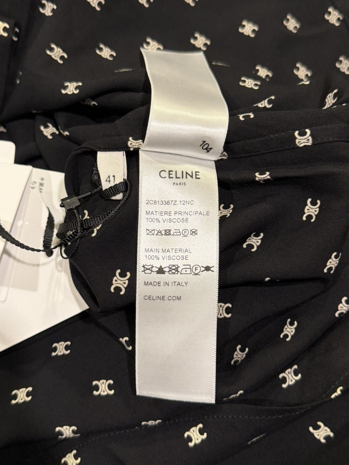 Celine Celine x Hedi Loose Viscoe Triomphe Logo Print Button Shirt Size US L / EU 52-54 / 3 - 14 Thumbnail