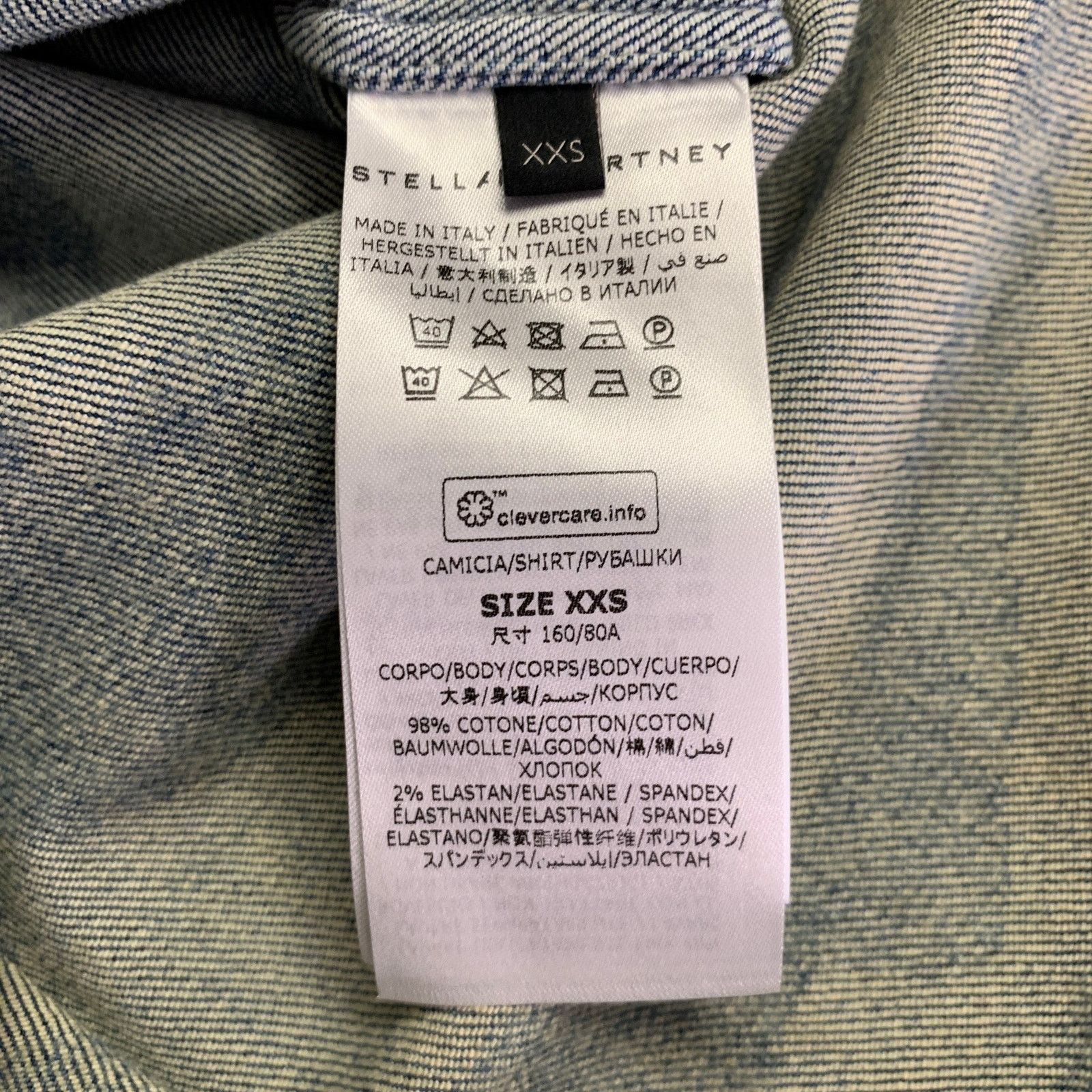 Stella McCartney STELLA McCARTNEY XXS Blue Light Blue Cotton Optical Jacket Size XXS / US 00 / IT 34 - 6 Thumbnail
