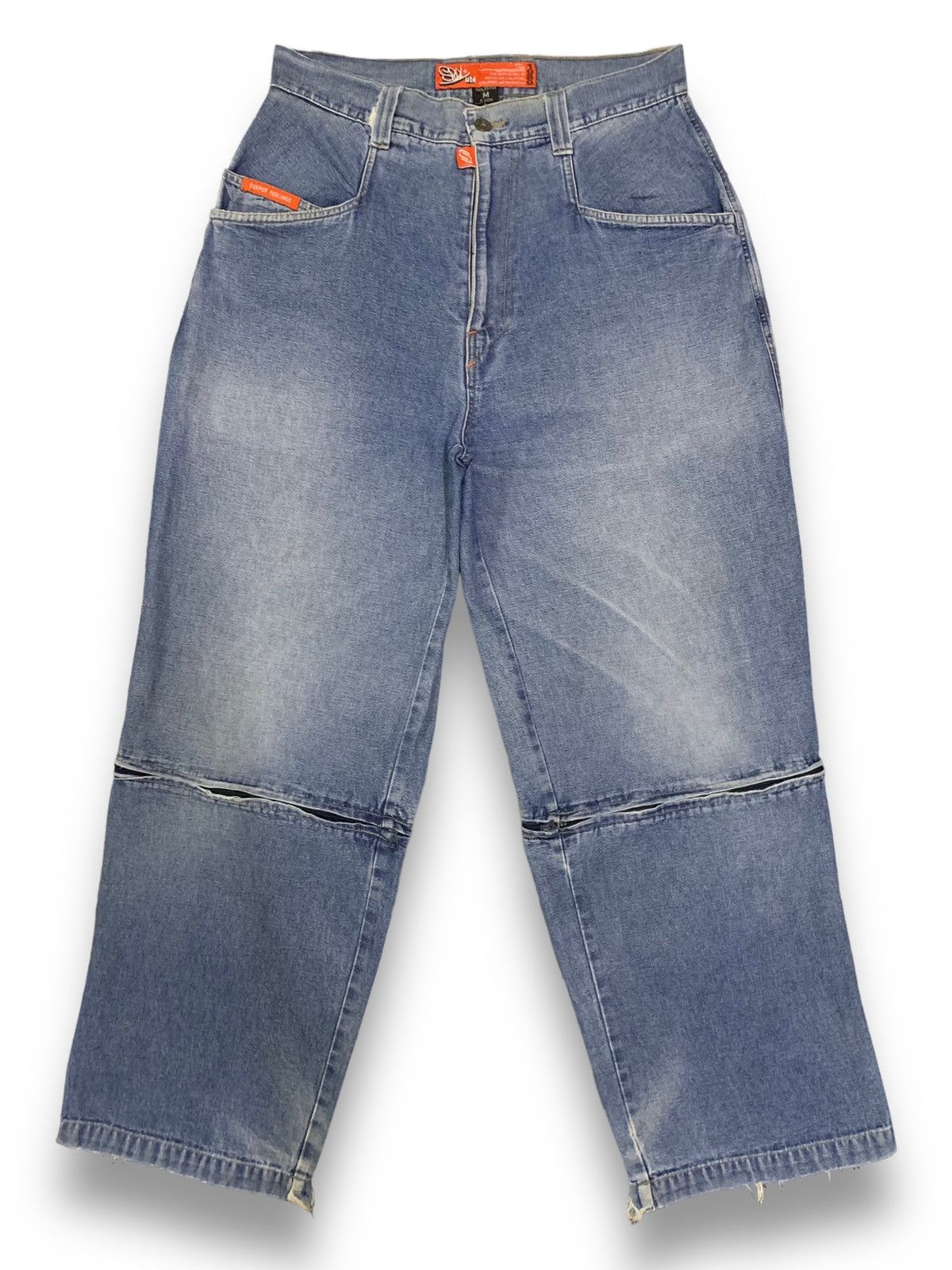 JNCO Vintage Soul USA Blue Washed Baggy Distressed Jorts Jeans Size US 31 - 2 Thumbnail