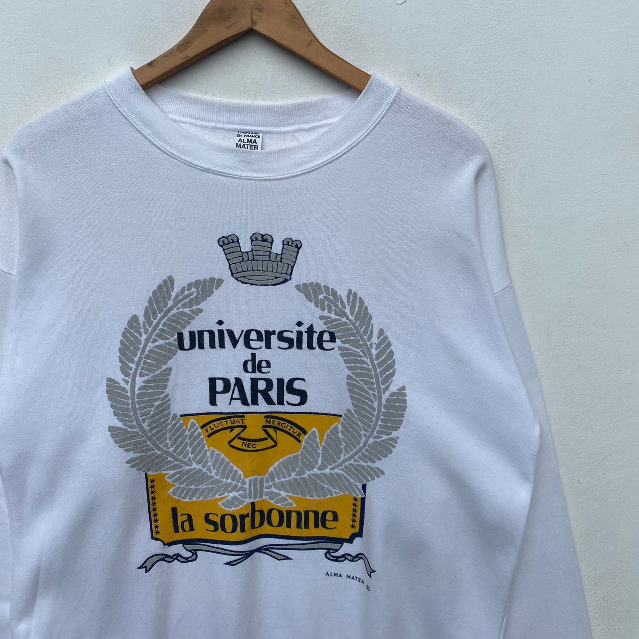 Vintage VINTAGE UNIVERSITY PARIS SWEATSHIRT LARGE PULLOVER WHITE Size US L / EU 52-54 / 3 - 3 Thumbnail