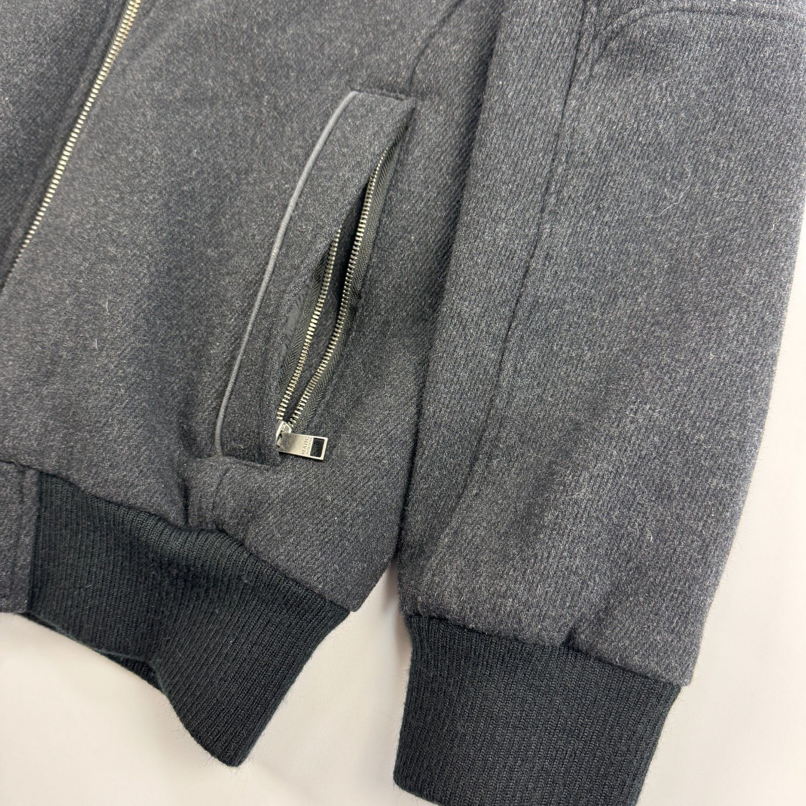 Andrew Marc Wool Blend Charcoal Gray Bomber Jacket Andrew Marc L Size US L / EU 52-54 / 3 - 8 Thumbnail