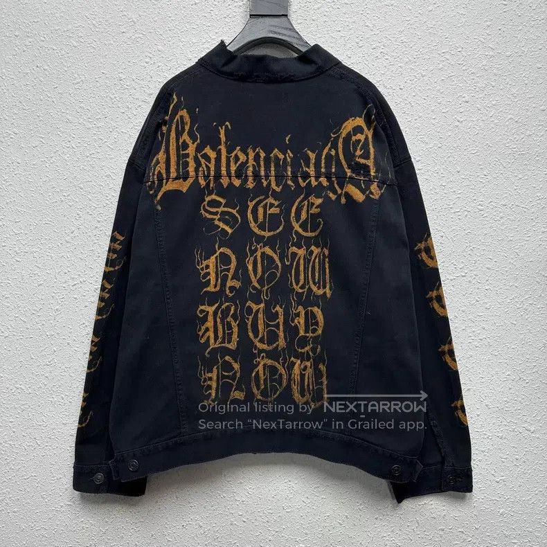 Balenciaga Balenciaga Sanskrit Mud-Dyed Destroyed Denim Jacket Size US L / EU 52-54 / 3 - 1 Thumbnail
