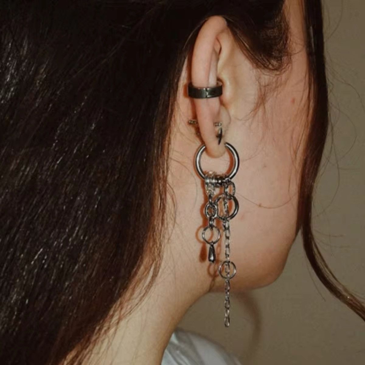 Vintage Y2K punk goth edgy dangly chain earrings Size ONE SIZE - 4 Thumbnail