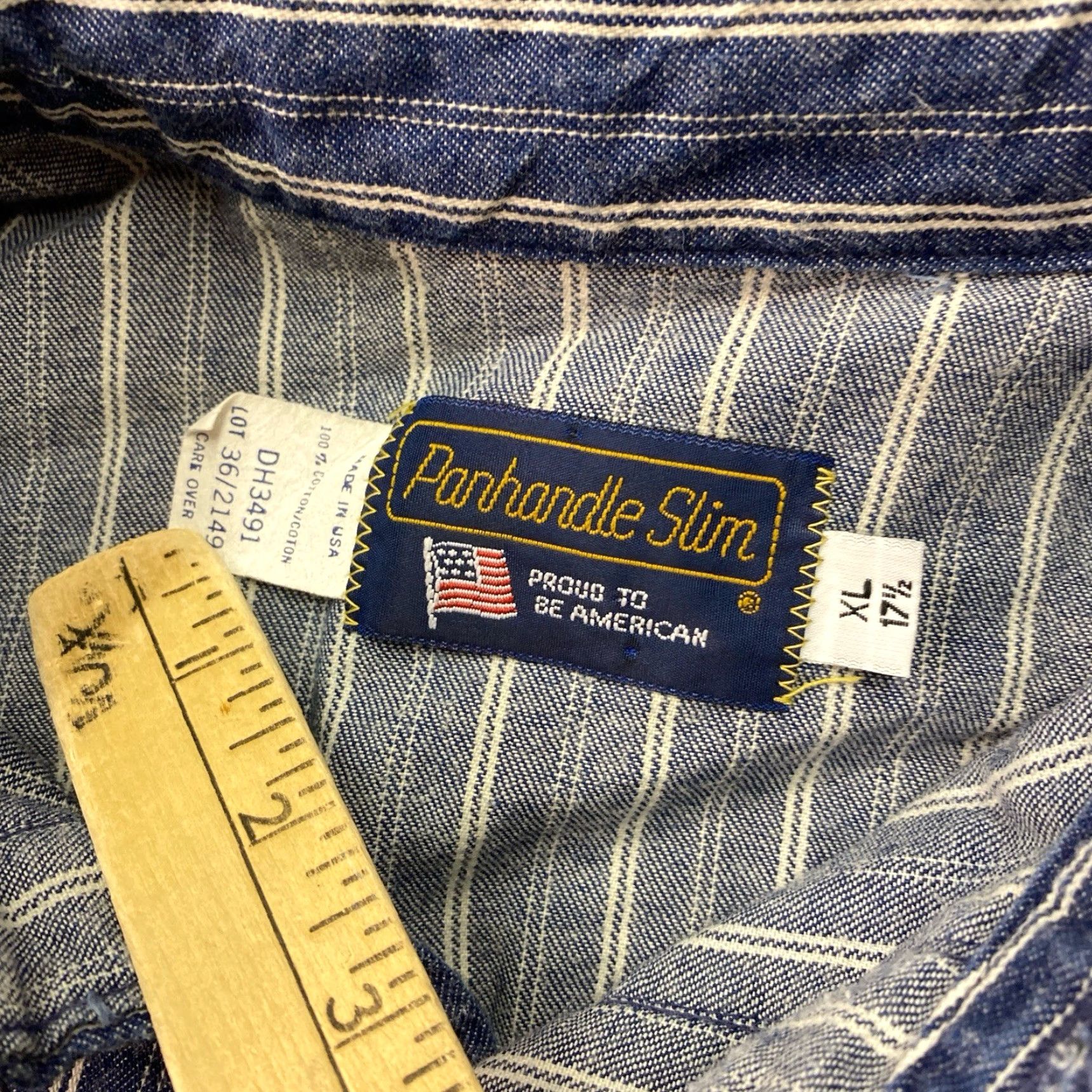 Vintage VINTAGE Panhandle Slim Shirt Men XL Denim Rodeo Brushpopper Shirt Den﻿im Cowboy Western Button-Up Long Sleeve, 58 in Chest, Blue, Casual Mens Size US XL / EU 56 / 4 - 2 Thumbnail