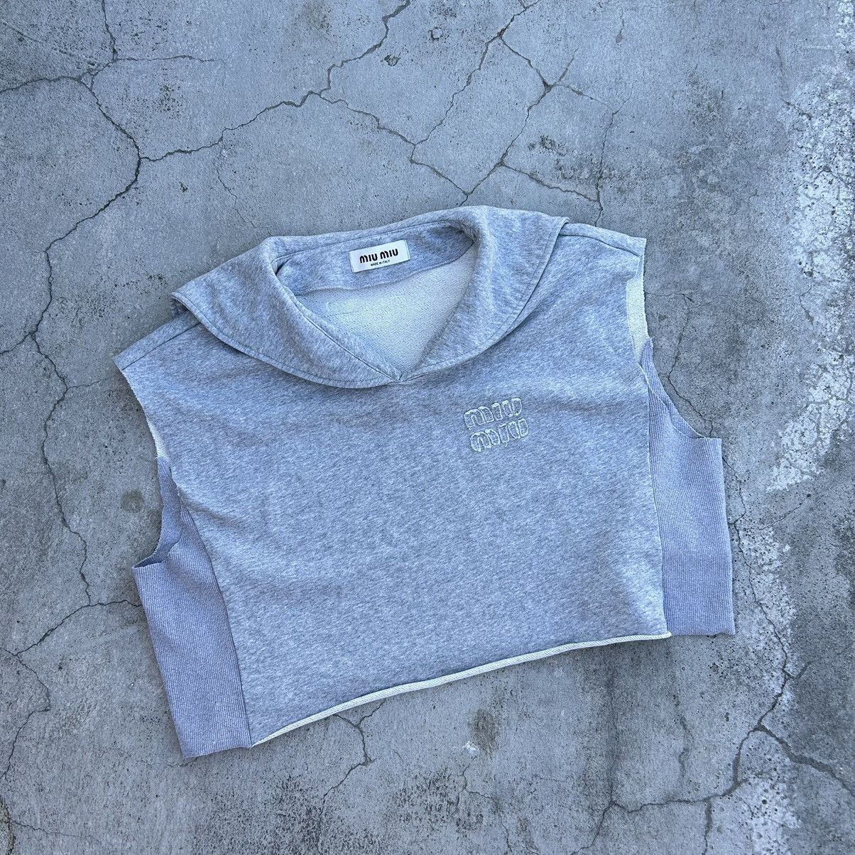 image of Miu Miu Cropped Sailor Collar in Grey, Women's (Size Medium)