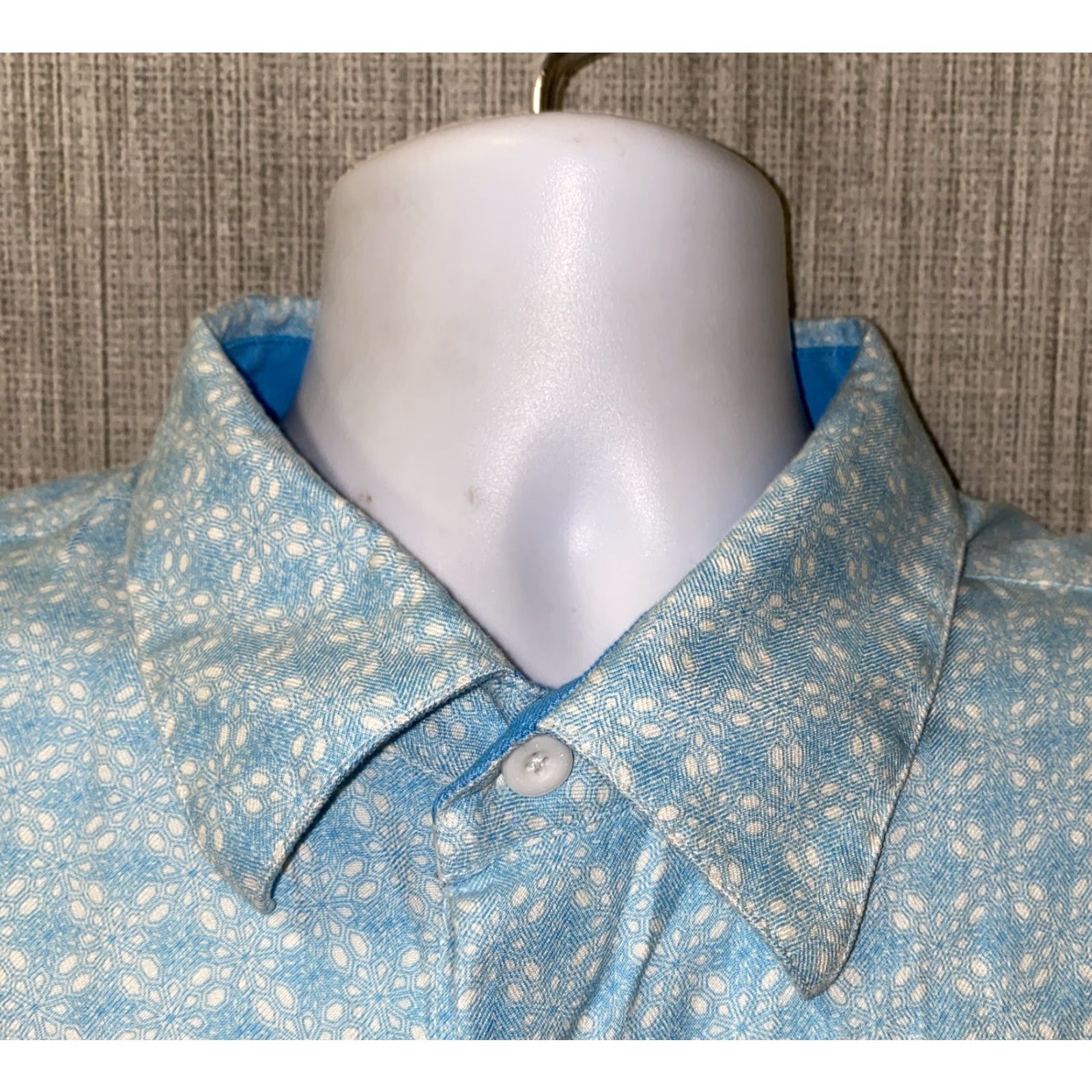 Nat Nast Nat Nast Men's Blue Silk Rayon Short Sleeve Button-Up Shirt Size Large Size US L / EU 52-54 / 3 - 3 Thumbnail