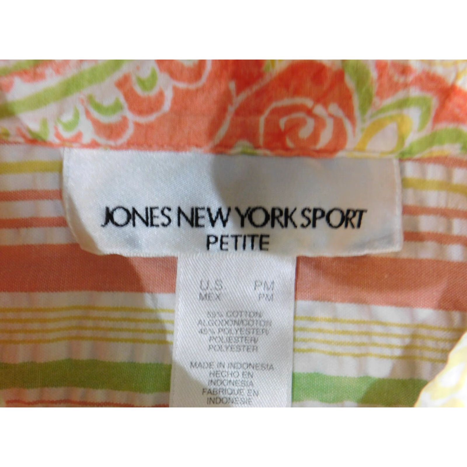 Jones New York Jones New York Button-Up top Petite Womens Striped Long Sleeve Collared Casual Purple Cotton Polyester Rayon Stretch Regular PM Shirt Size M / US 6-8 / IT 42-44 - 5 Thumbnail