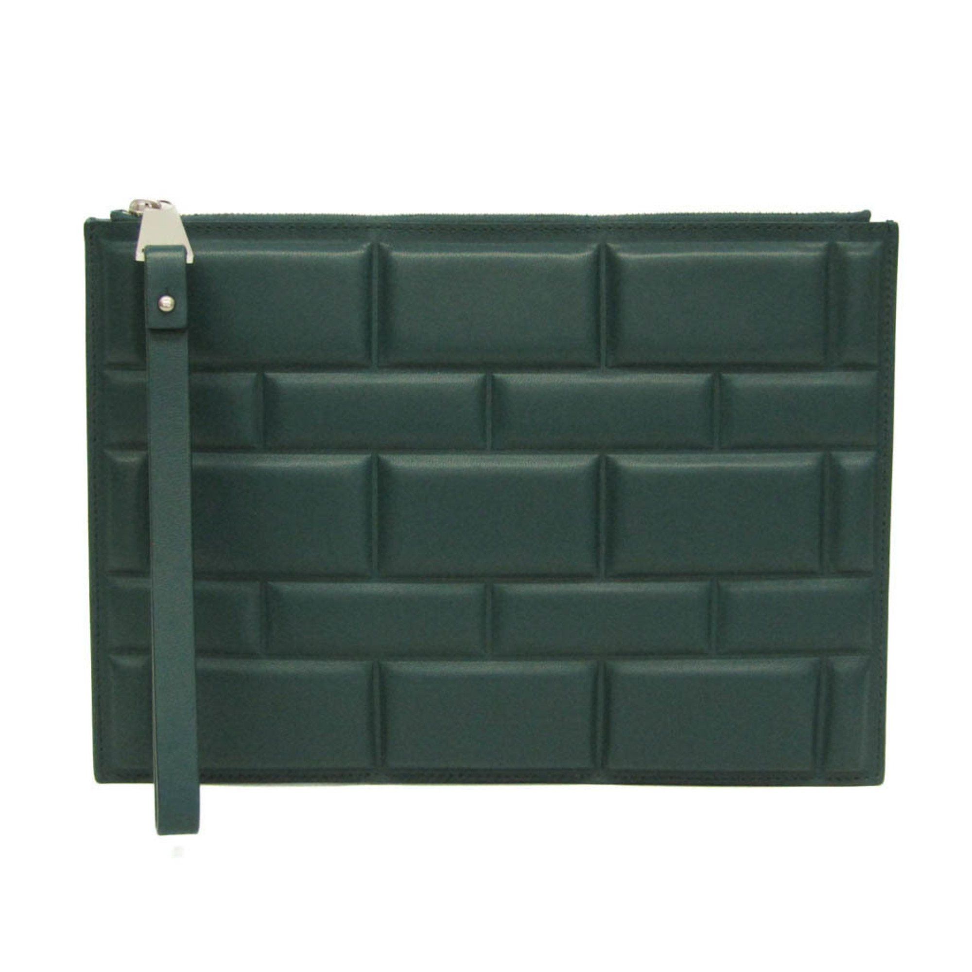 Bottega Veneta Bloc Turquoise Leather Clutch Bag (Pre-Owned) Size ONE SIZE - 1 Thumbnail