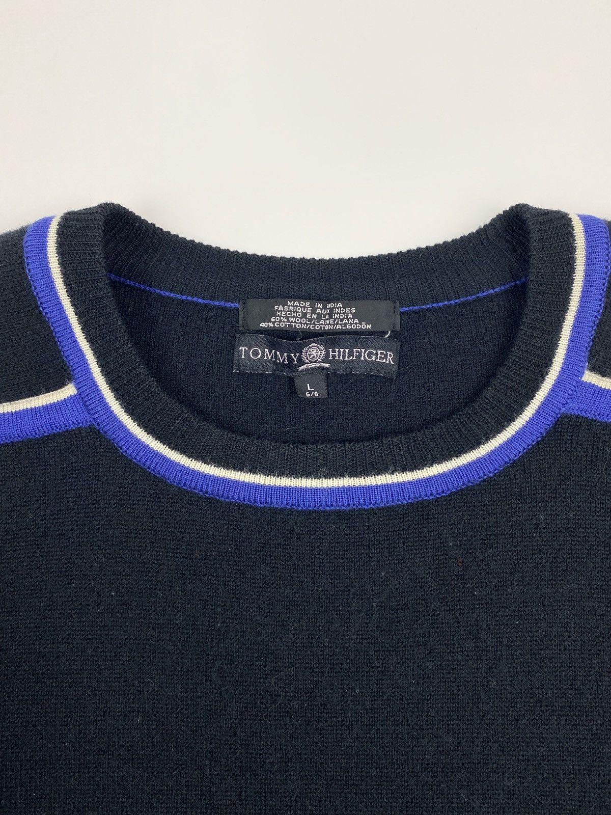 Tommy Hilfiger 1990’s Vintage Tommy Hilfiger Combined Wool Boxy Sweater Size US L / EU 52-54 / 3 - 3 Thumbnail
