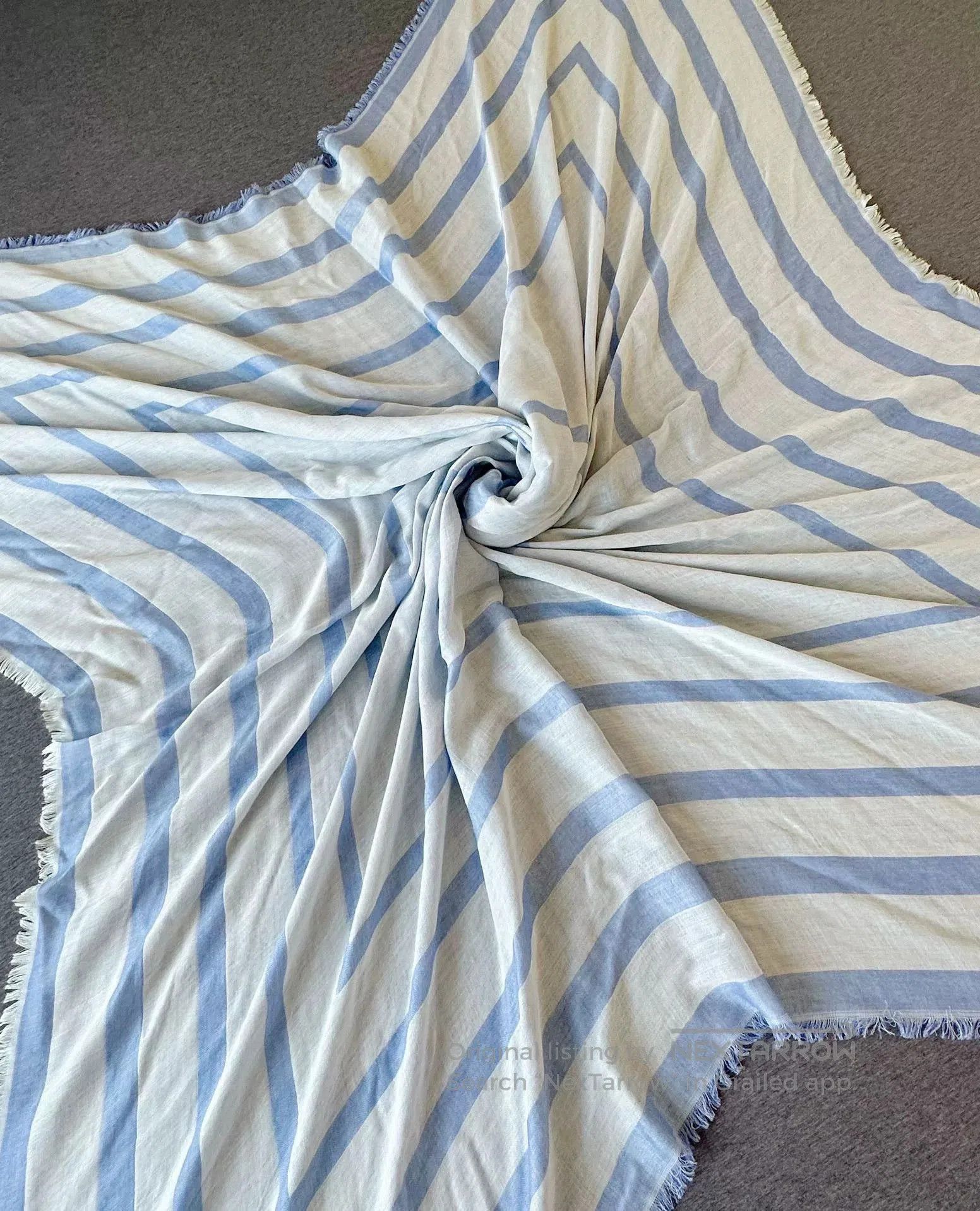 Chanel Chanel Blue White Striped Square Scarf. Size ONE SIZE - 4 Thumbnail