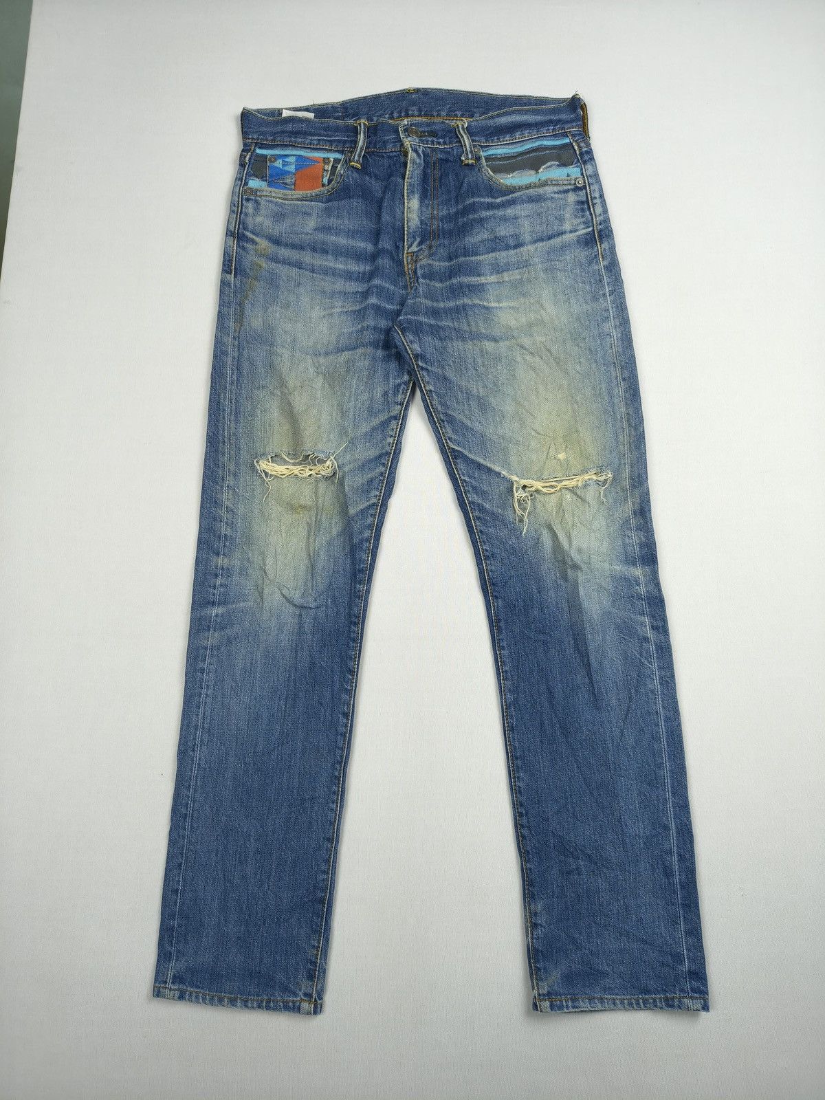 Levi's Levi’s 501 Embroidered Distressed Denim Kapital style (057) Size US 32 / EU 48 - 4 Thumbnail