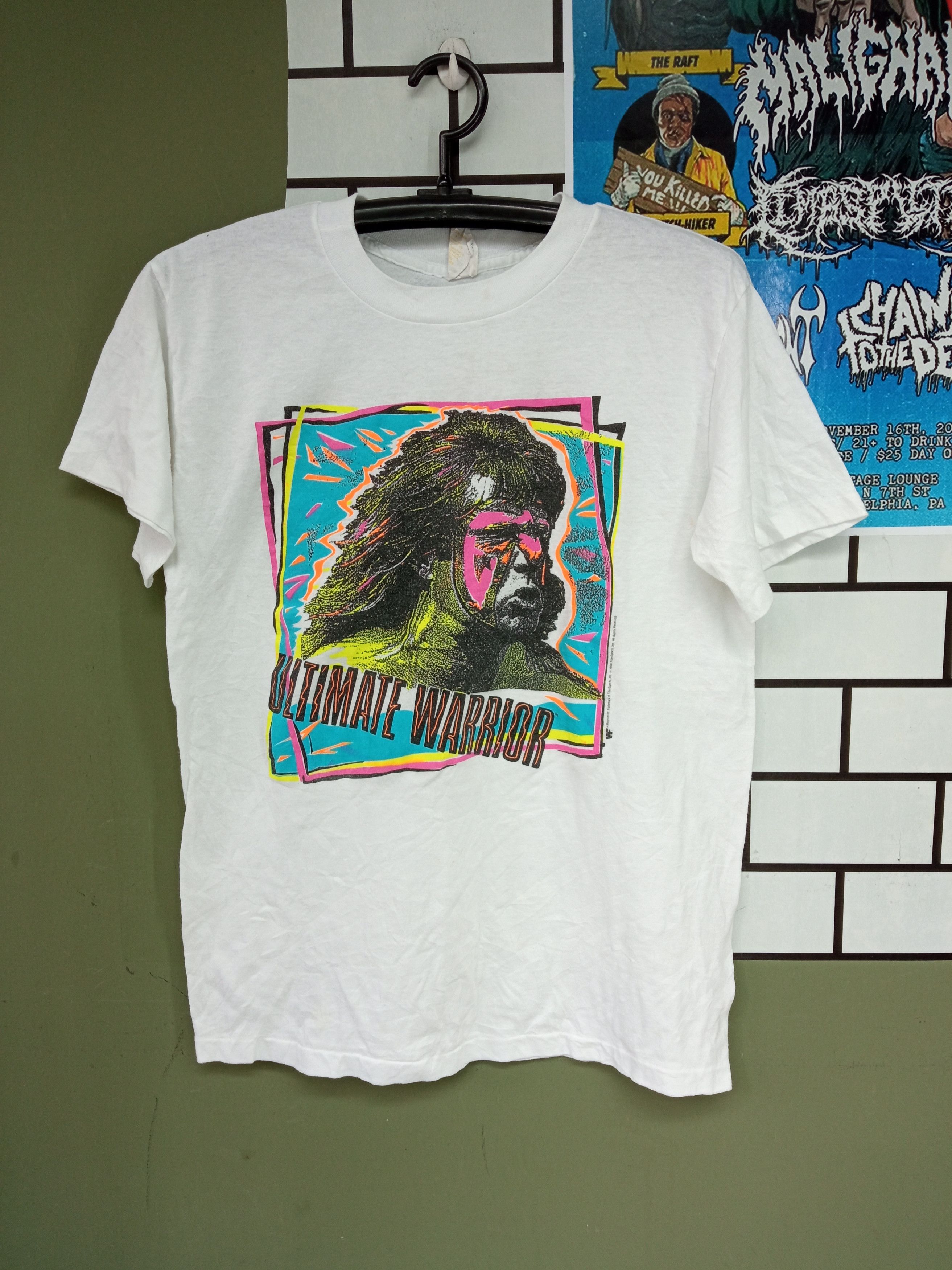 image of Made In USA x Vintage The Ultimate Warrior Wcw Wwf Wrestling Vintage T Shirt in White (Size Medium)