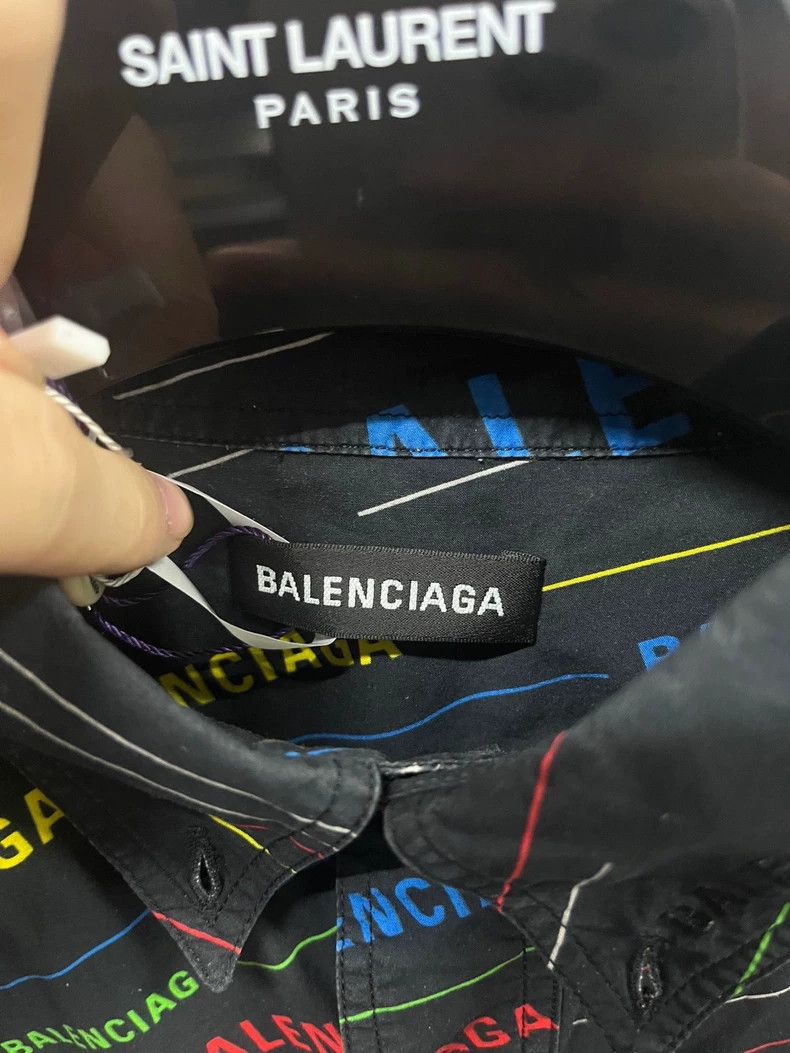 Balenciaga Balenciaga Black Bulletproof Full Print Color Letter Shirt Size US XXS / EU 40 - 2 Thumbnail
