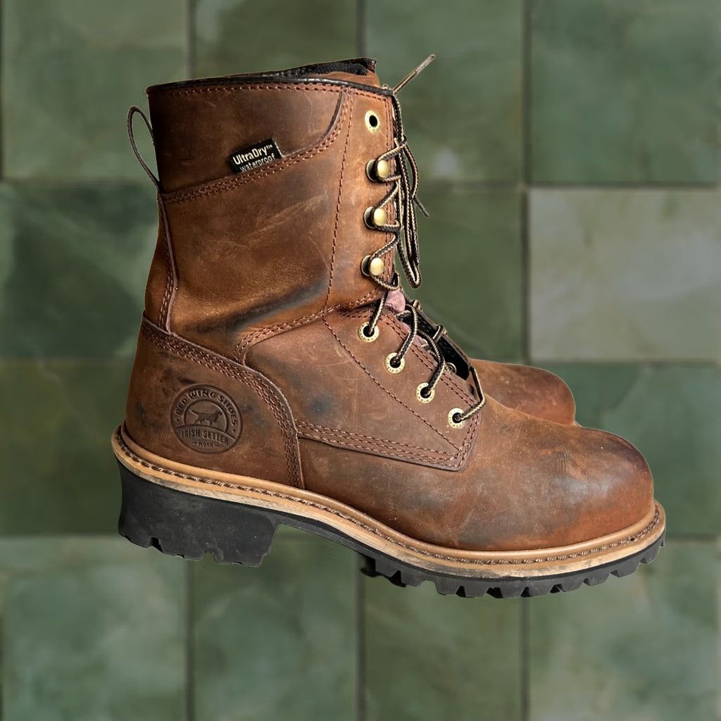 Vintage Irish Setter Work Boot Mens Size 9 Brown Leather Waterproof Insulated Safety Toe Logger EH Pattern: Solid Lace Up 9 D (Medium) Shoes Boots Size US 9 / EU 42 - 1 Thumbnail