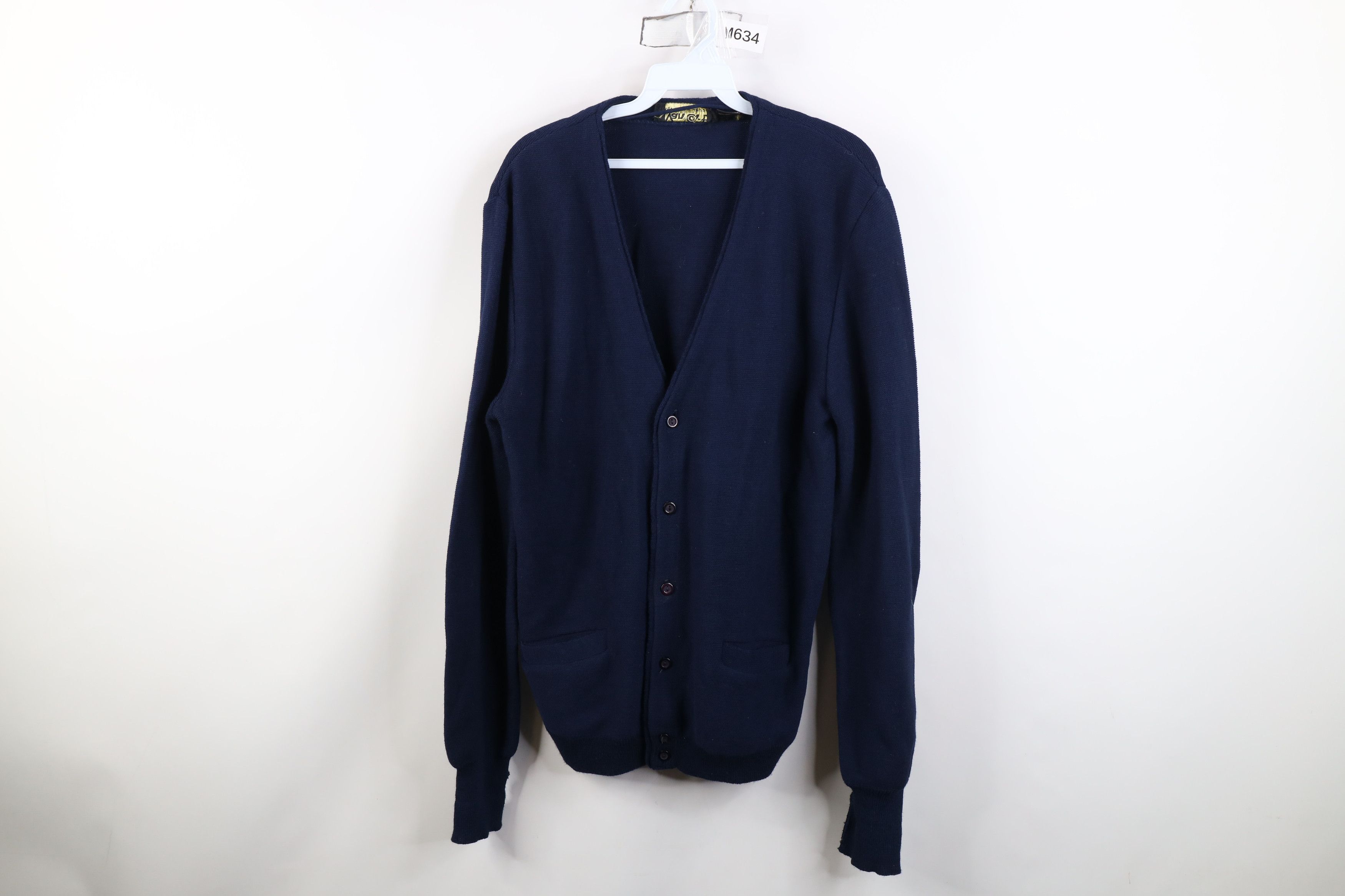 Vintage Vintage 70s Streetwear Kurt Cobain Cardigan Sweater Blue Size US L / EU 52-54 / 3 - 1 Thumbnail