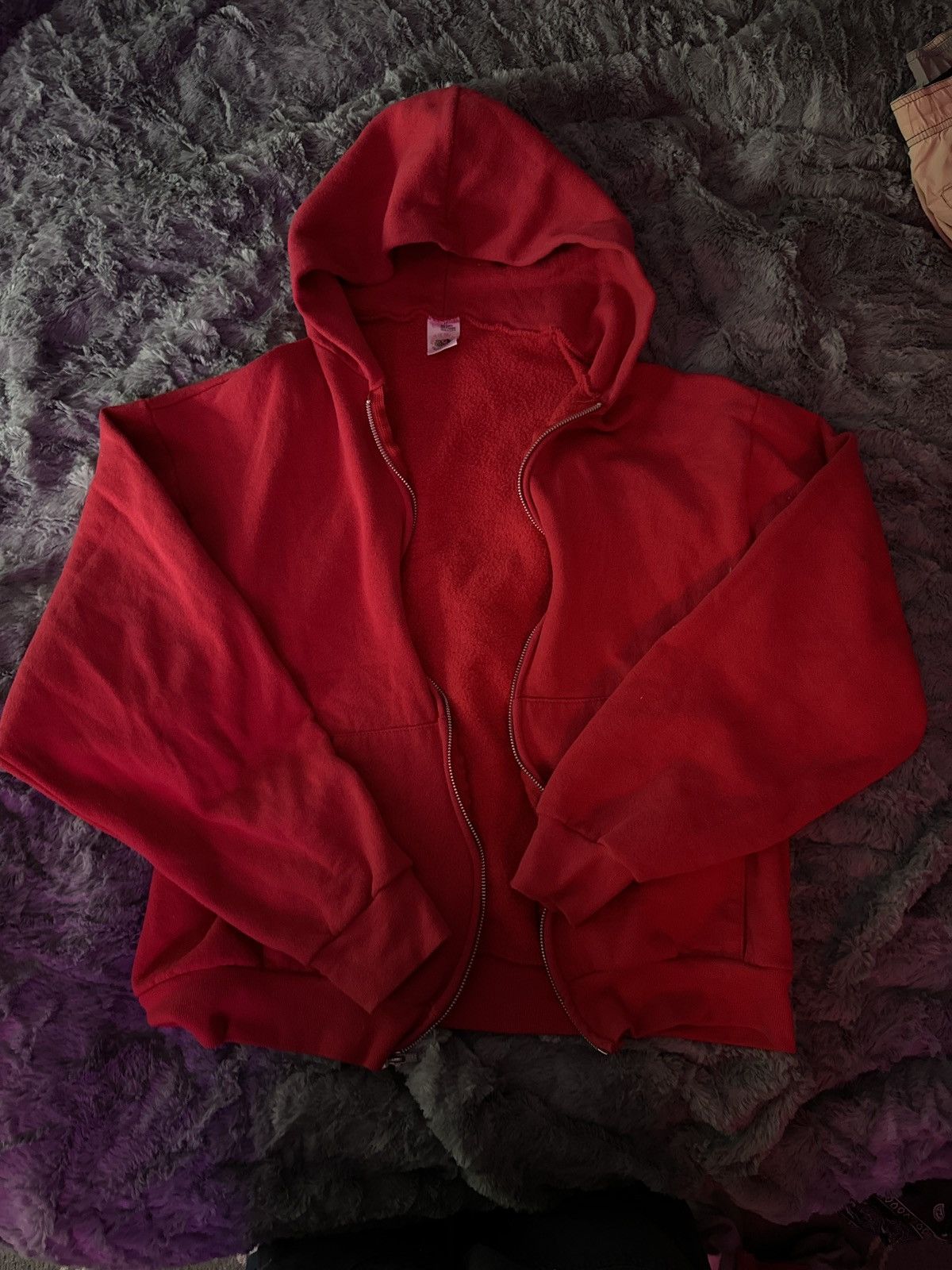 Fruit Of The Loom Vintage Red Zip Up Hoodie Blank Grailed