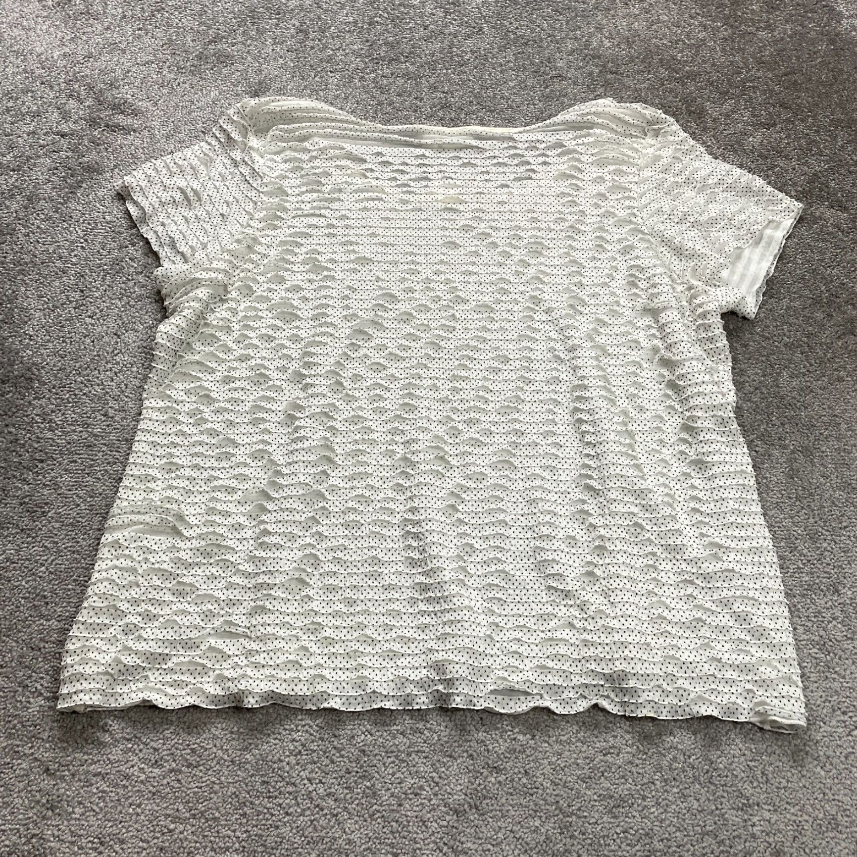 Vintage Cato Plus Sportswear Blouse Womens 22/24W White Polka Pleated Short Sleeve NWT Size 4XL / US 24-26 - 2 Thumbnail