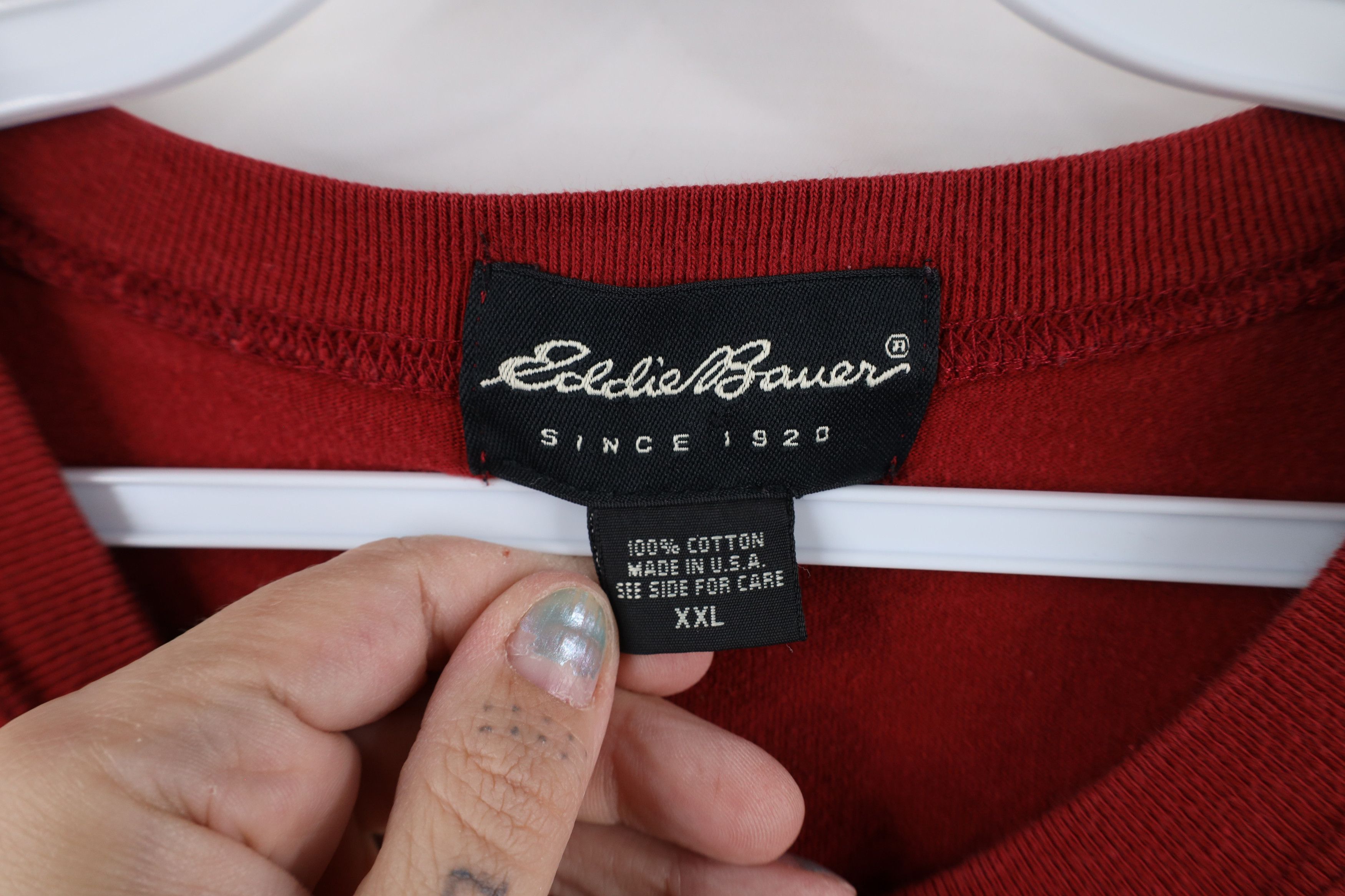 Eddie Bauer × Vintage Vintage 90s Eddie Bauer Out Long Sleeve T-Shirt Red USA Size US XXL / EU 58 / 5 - 5 Thumbnail