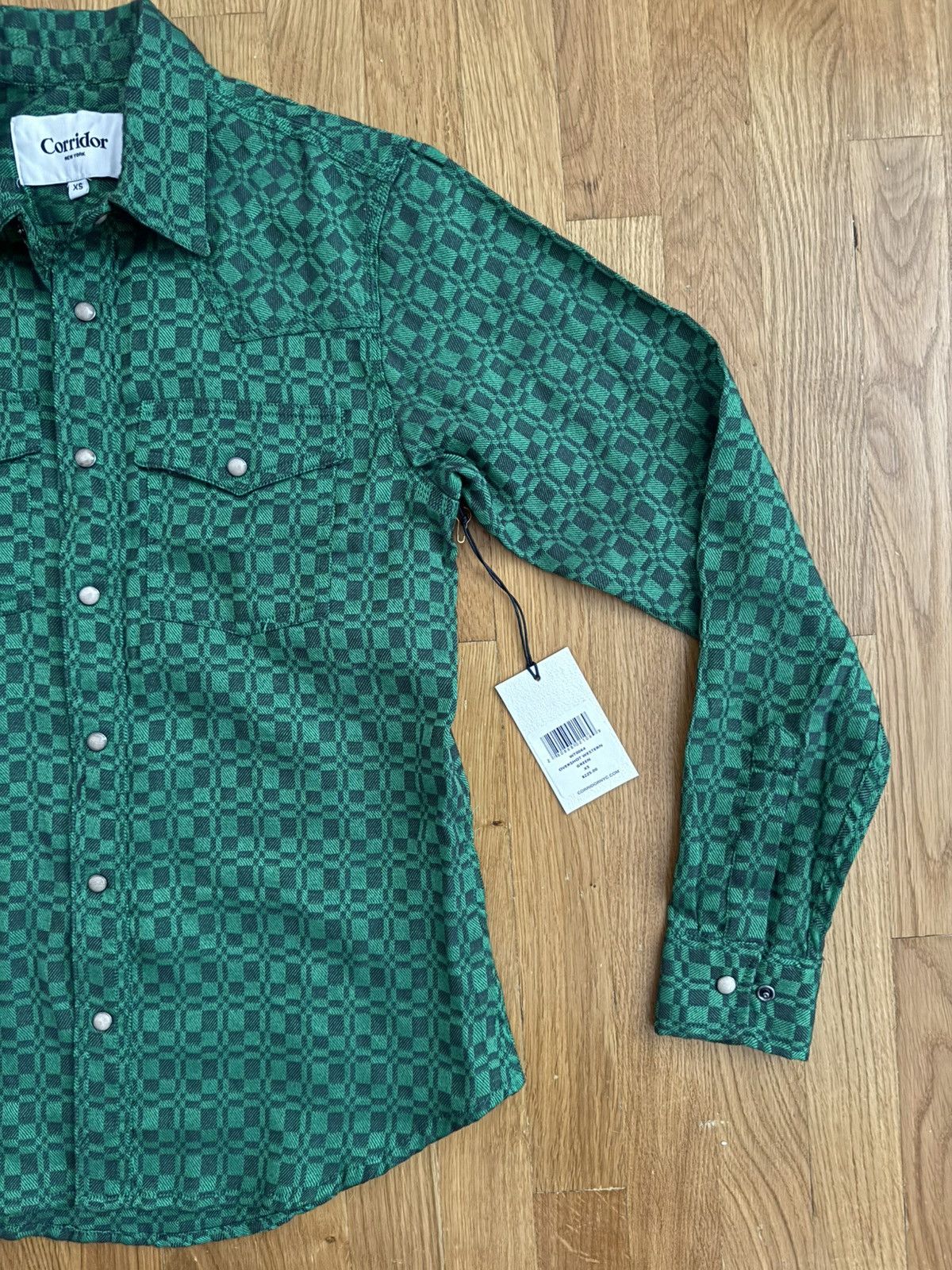 Corridor Corridor Overshot Western Long-Sleeve Shirt Green XS NWT Size US XS / EU 42 / 0 - 3 Thumbnail