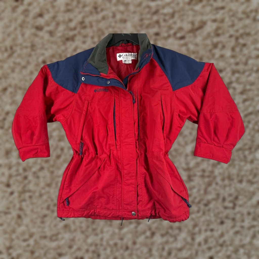 Vintage VINTAGE Columbia Jacket Womens M Red Full Zip Jacket Columbia Windbreaker Hooded Lightweight Pockets Mens? Girls? Wait. Size M / US 6-8 / IT 42-44 - 1 Thumbnail
