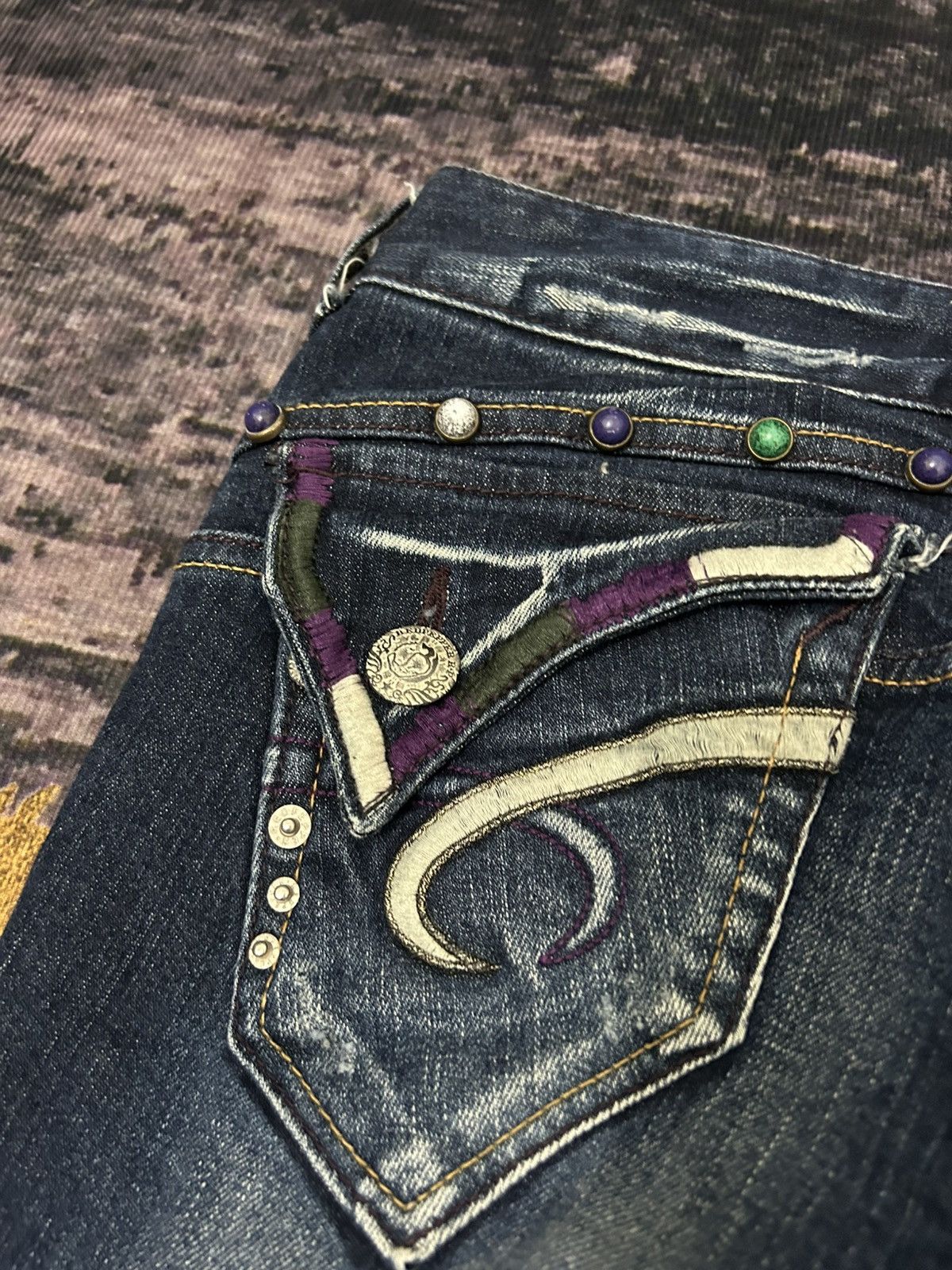 Tornado Mart Redpepper Japan Snake Pocket Washed Flare Jeans Size US 27 - 15 Thumbnail