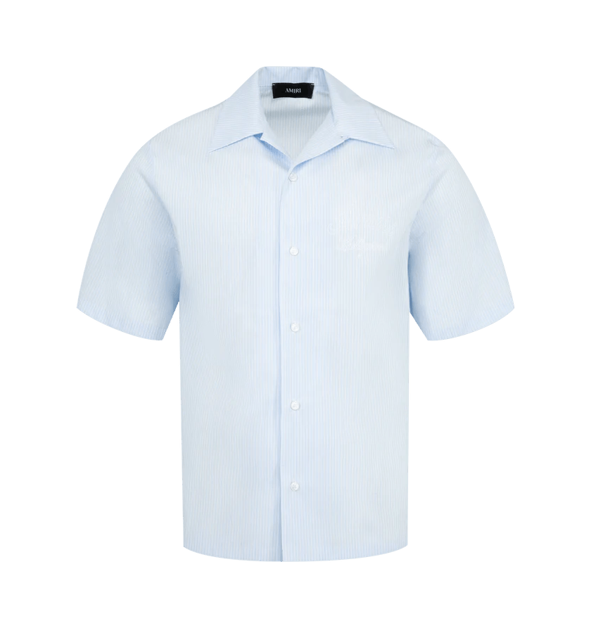 o1h1sh11225 Starburst Poplin Camp Shirt in Ashley Blue