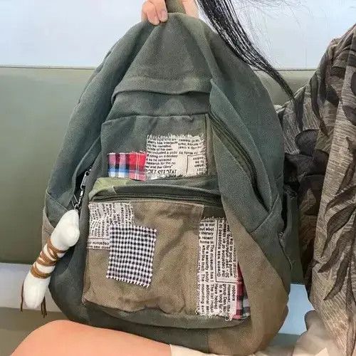 Japanese Brand Y2K Vintage Patchwork Canvas Backpack Size ONE SIZE - 1 Thumbnail