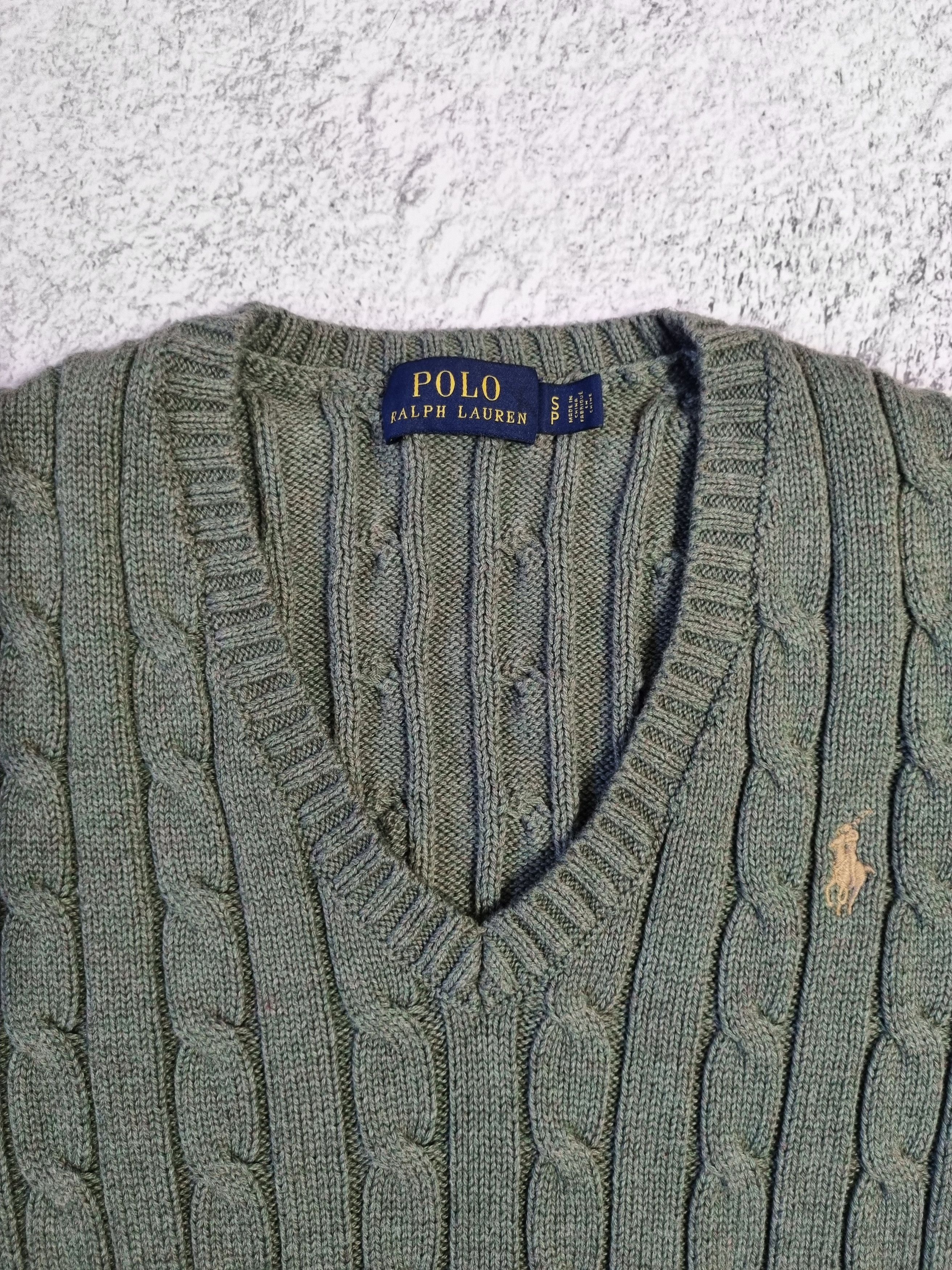 Polo Ralph Lauren Polo Ralph Lauren Braided Cable Knit V Neck Cotton Sweater Size S / US 4 / IT 40 - 3 Thumbnail