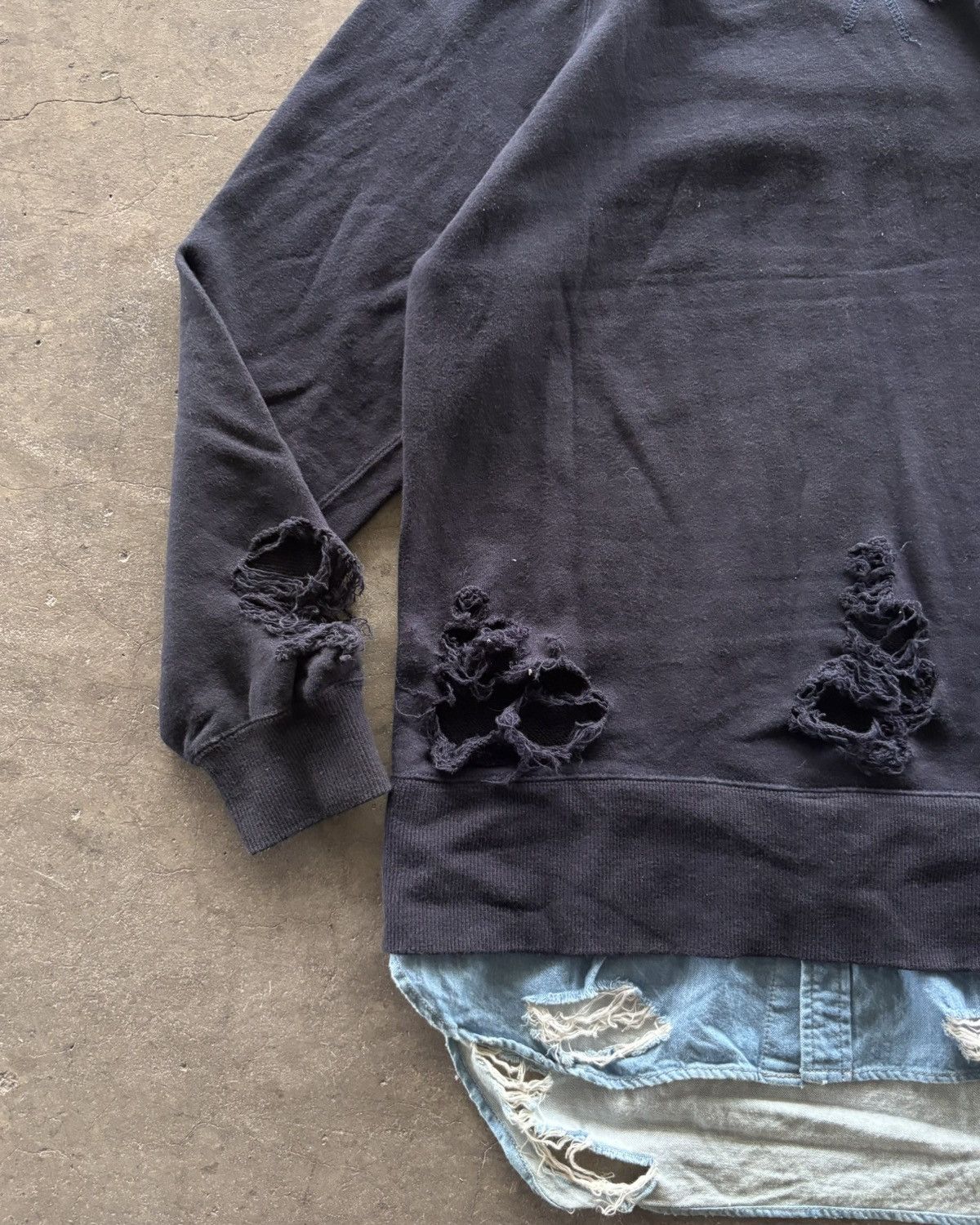 Japanese Brand × Maison MIHARA YASUHIRO Miharayusihiro Trashed Crewneck Size US L / EU 52-54 / 3 - 3 Thumbnail