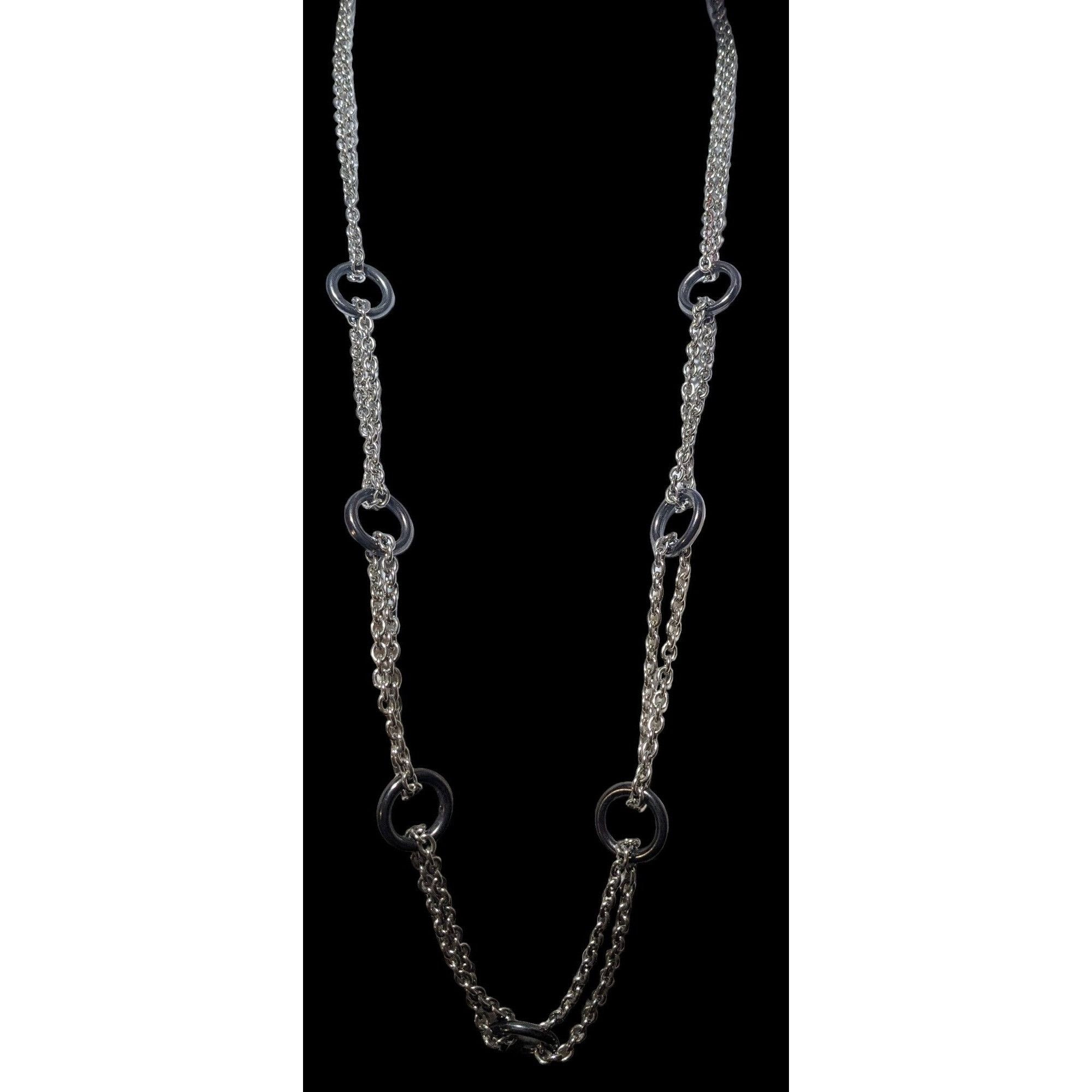 Other Silver Double Chain Link Loop Accent Necklace Size ONE SIZE - 1 Thumbnail