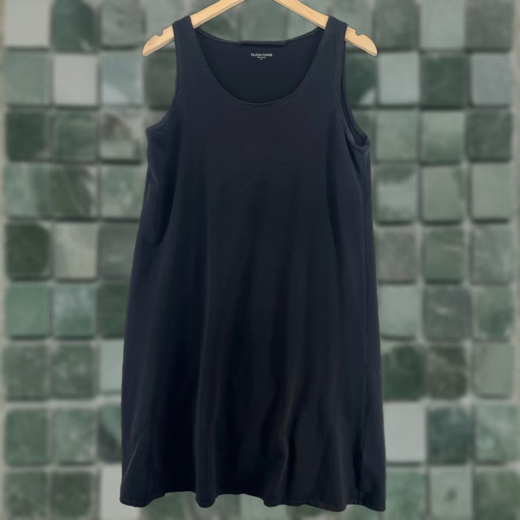 Eileen Fisher EILEEN FISHER Dress S Viscose Stretch Jersey Shift Tank Midi  Sleeveless Black | Grailed