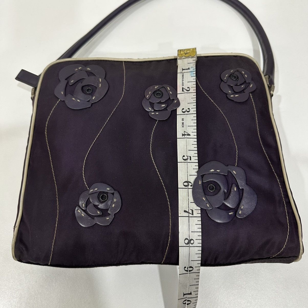 Prada PRADA TESSUTO FLORAL APPLIQUE SHOULDER BAG TWO TONE COLOR Size ONE SIZE - 12 Thumbnail