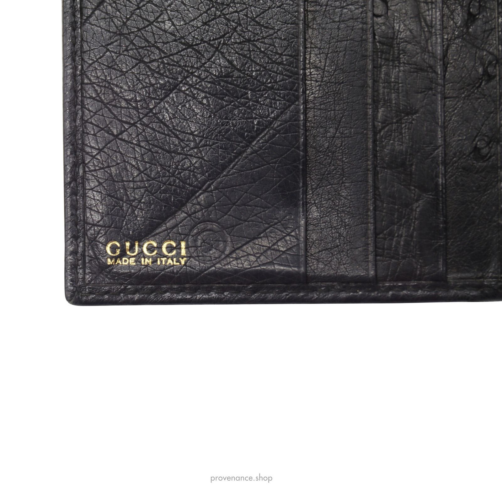 Gucci 🔴 Gucci Tall Wallet - Black Ostrich Leather Size ONE SIZE - 8 Thumbnail