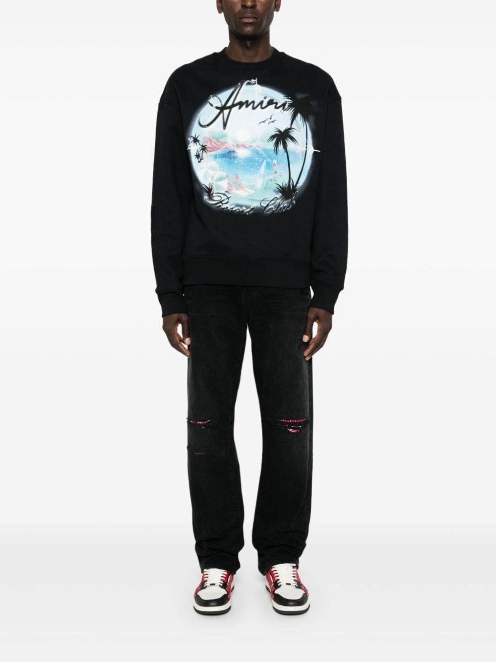 Amiri o1s1wg110725 Bandana Repair Straight Jeans in Black Size US 32 / EU 48 - 3 Thumbnail